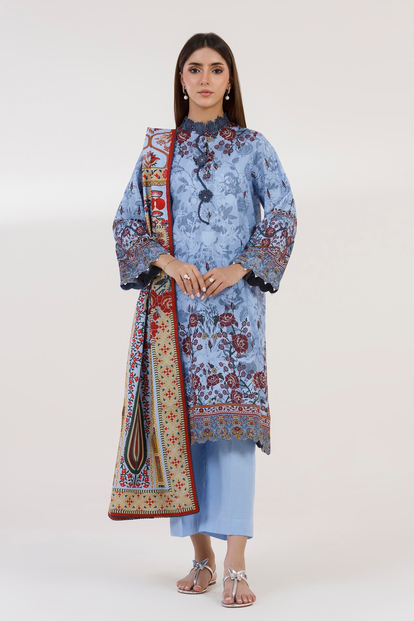 Unstitched 3 Piece Lawn Suit