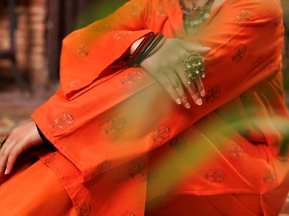 Orange Yarn Dyed Tunic - AL-LK-974