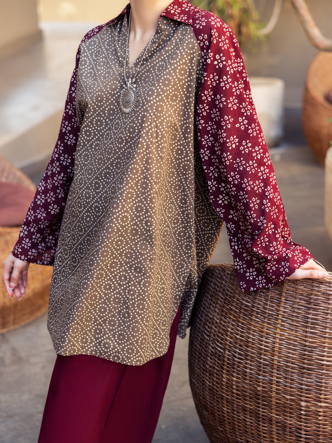 Maroon Lawn 2Pc Stitched - ALP-2PS-LKS-2843