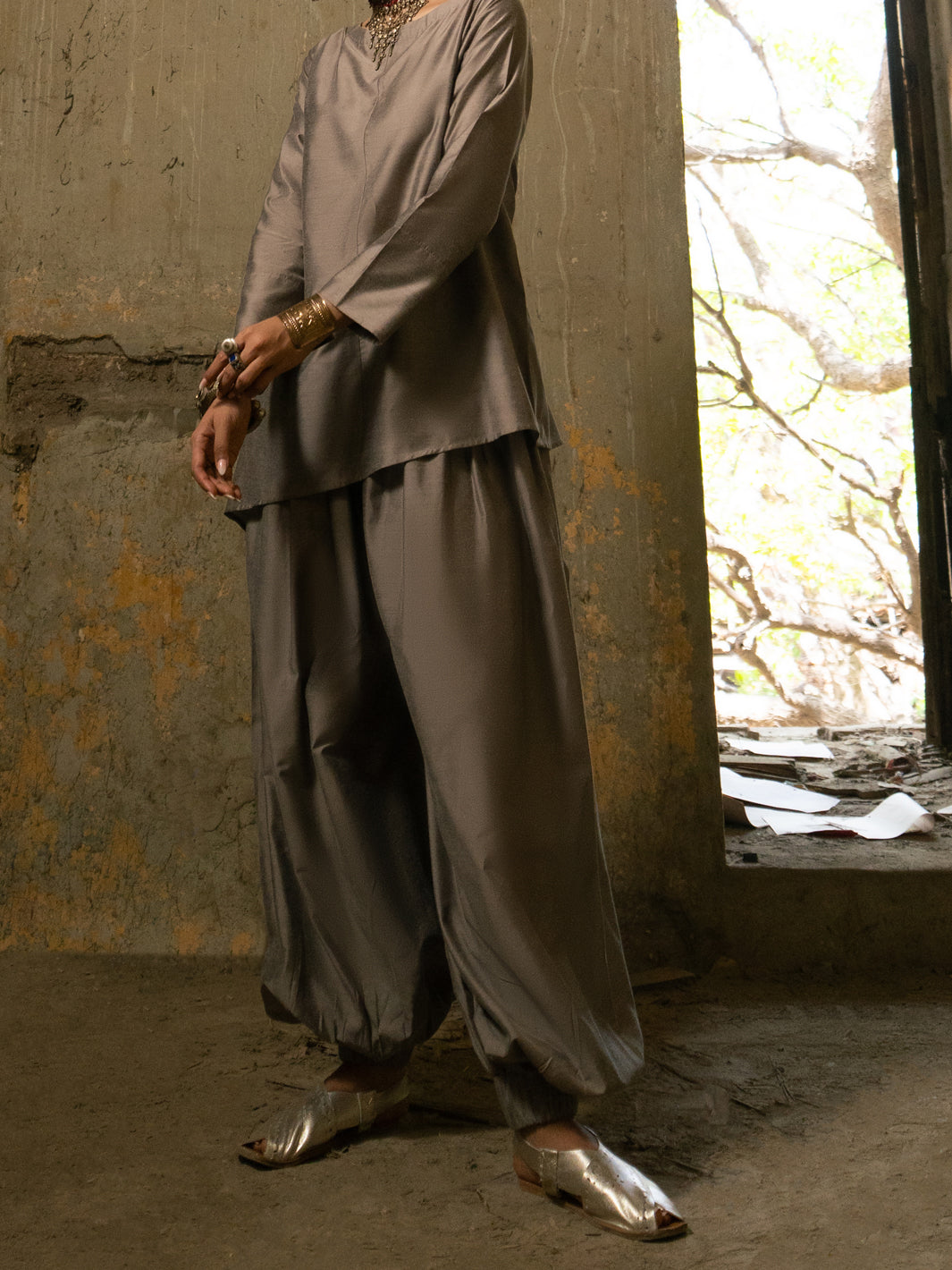 CHAANDI - Grey Yarn Dyed Stitched 2PC - ALCR-2PS-LKS-2846
