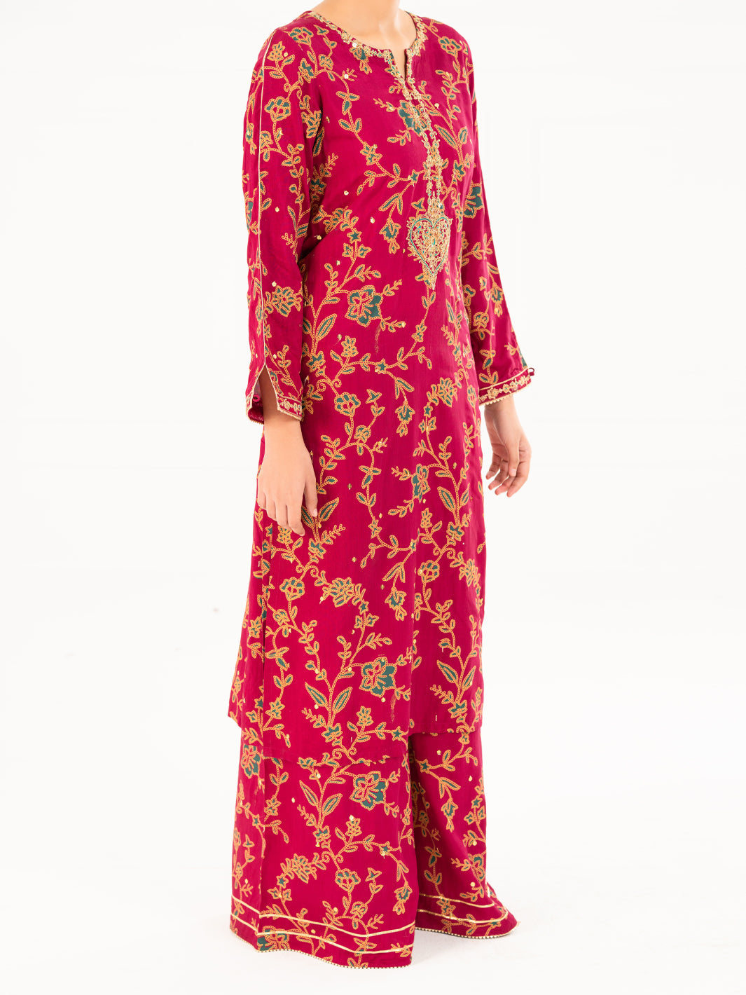 Fuchsia Viscose 2Pc Stitched - AWP-2PS-LKS-826