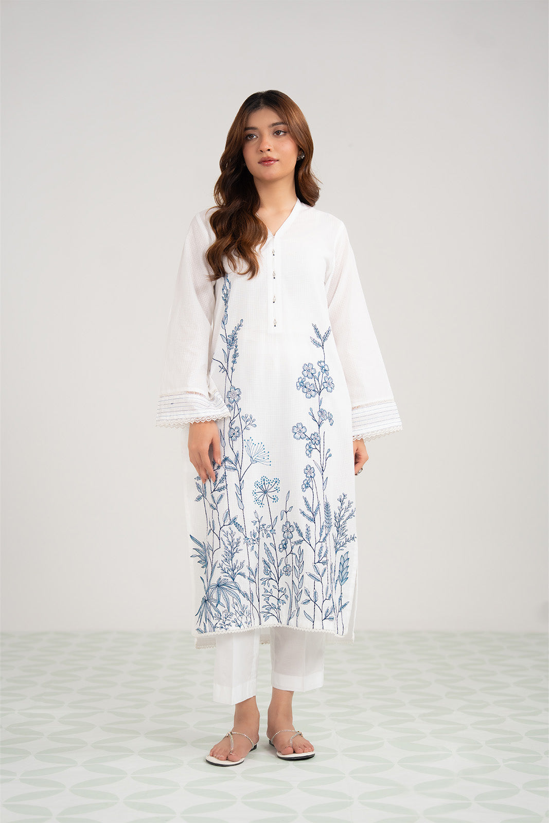 3 Piece Cotton Rip Stop Embroidered Suit (CS0423)