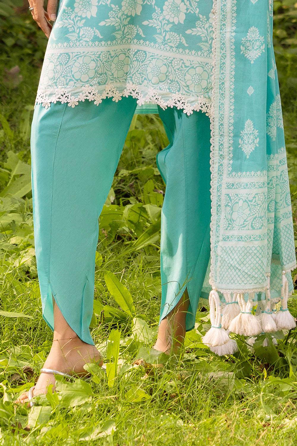 3 Piece Lacquer Printed Lawn Suit with Lace and Dupatta
