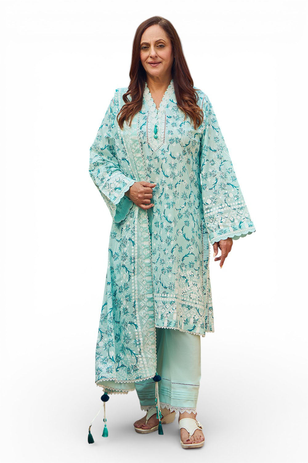 3 Piece Lacquer Printed Lawn Suit With Dupatta