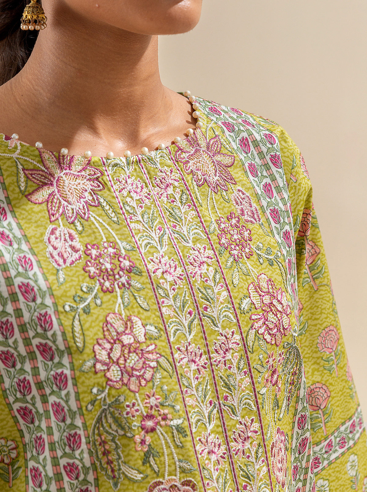 3 Piece Embroidered Lawn Suit-Apple Cinnamon (Unstitched)