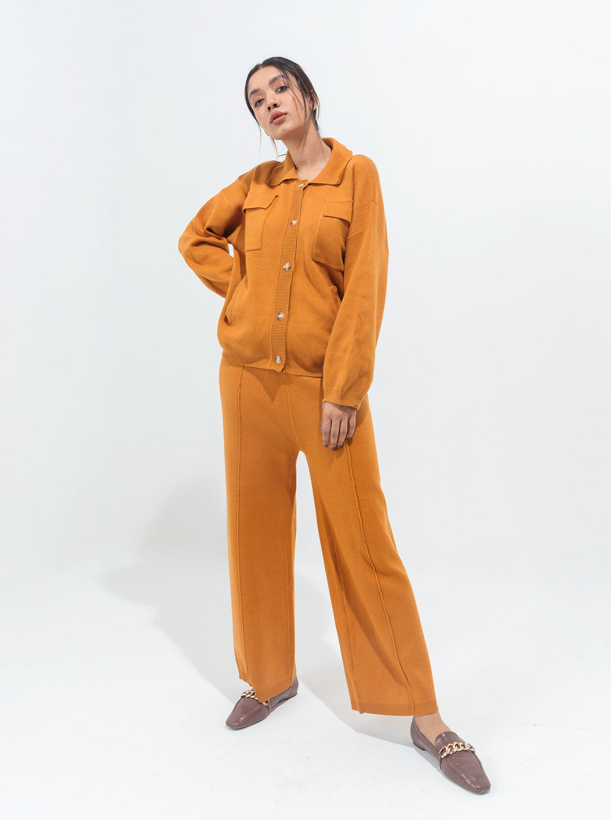 Mustard Pocket Sweater Knit Co-Ord Set
