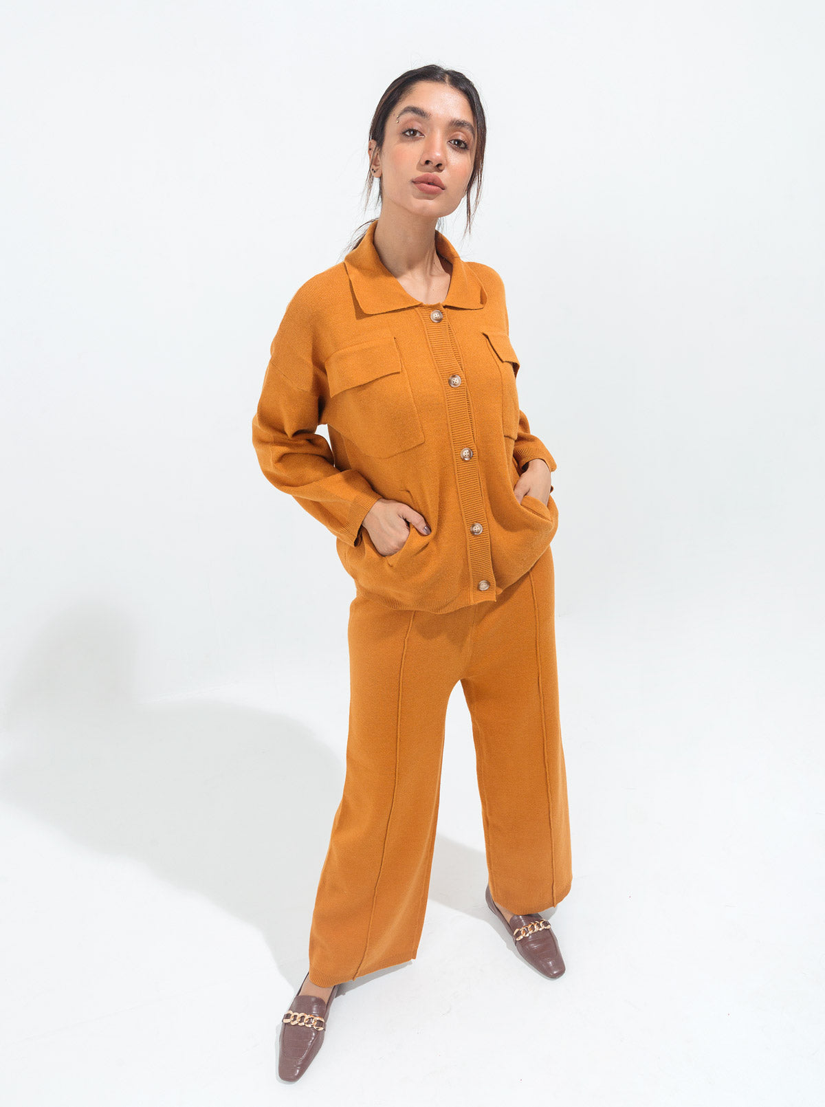 Mustard Pocket Sweater Knit Co-Ord Set