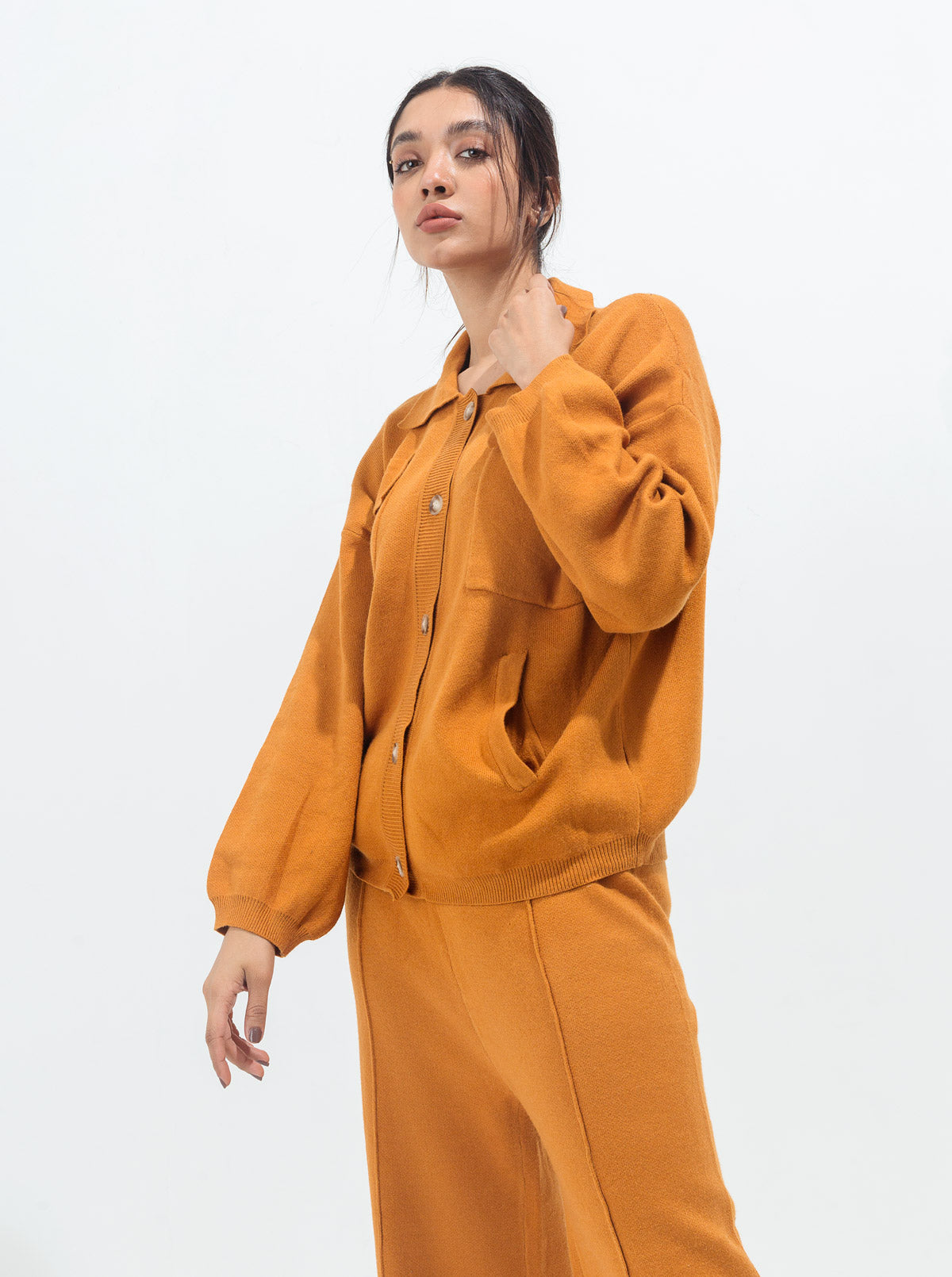 Mustard Pocket Sweater Knit Co-Ord Set
