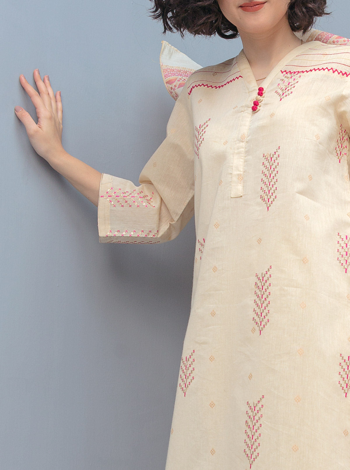 Embroidered Shirt With Dupatta