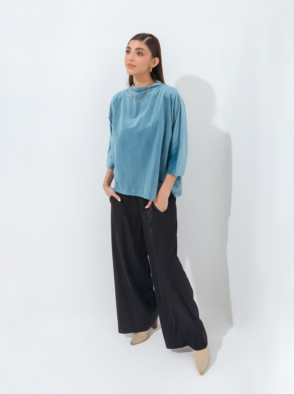 Light Teal Velour Top