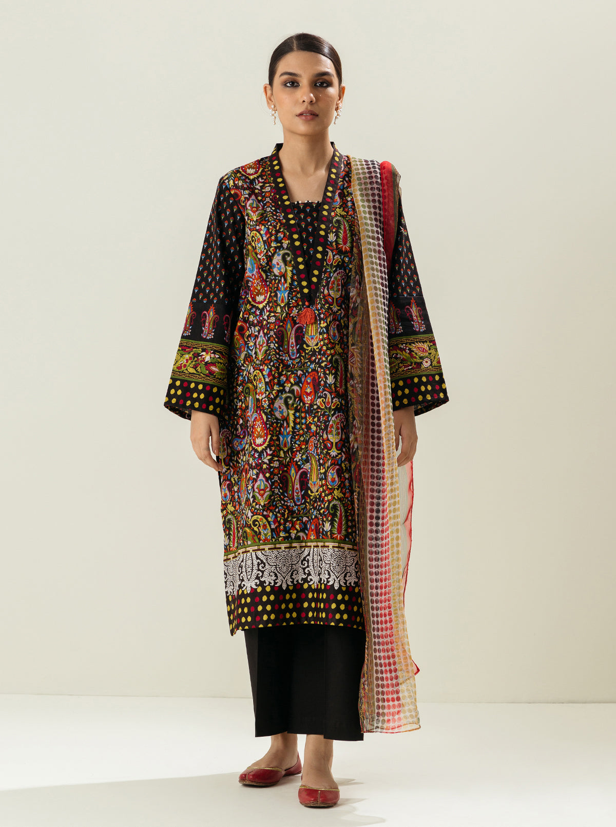 3 Piece - Printed Khaddar Suit - Dahlia