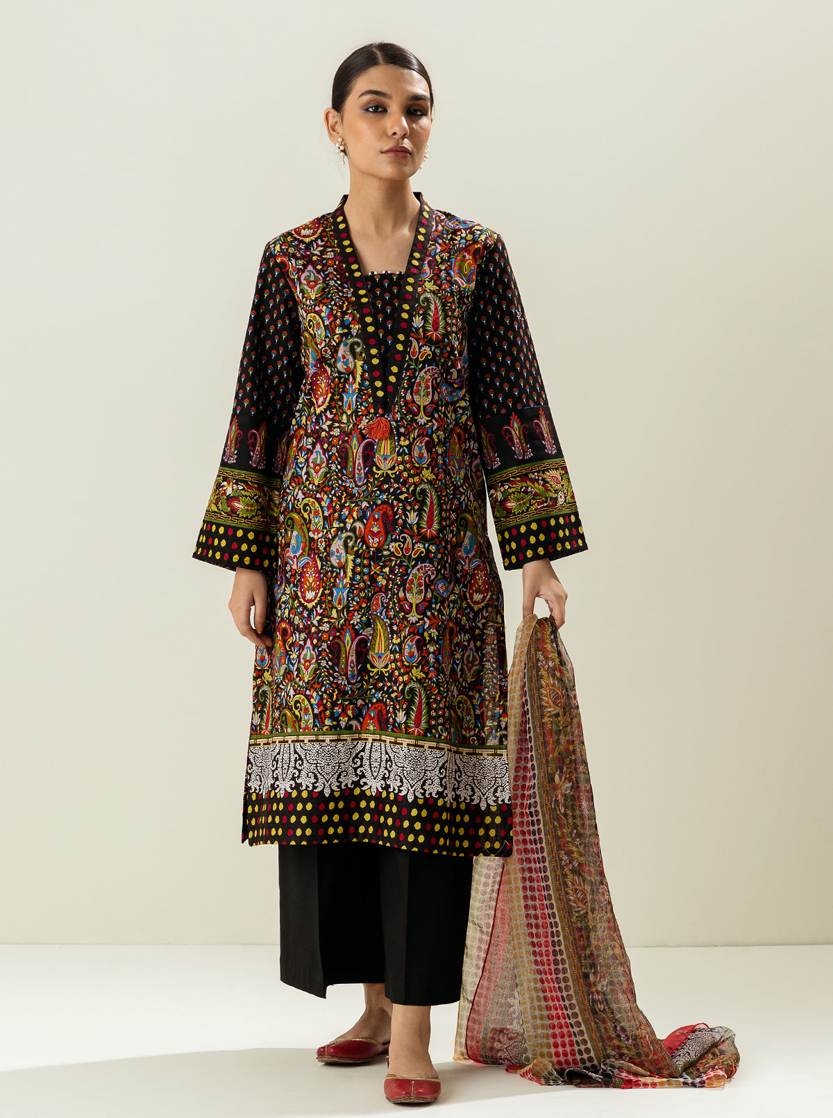 3 Piece - Printed Khaddar Suit - Dahlia