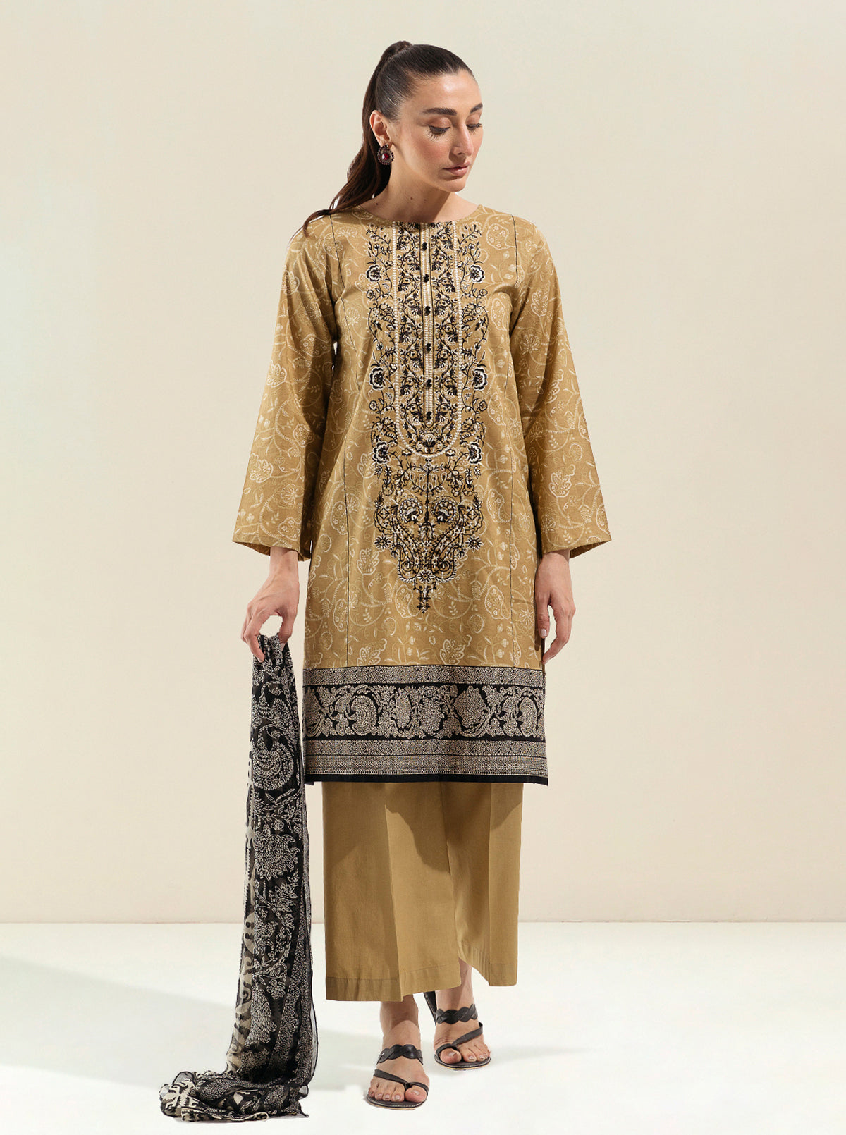 2 Piece - Printed Lawn Suit - Fall Leaf