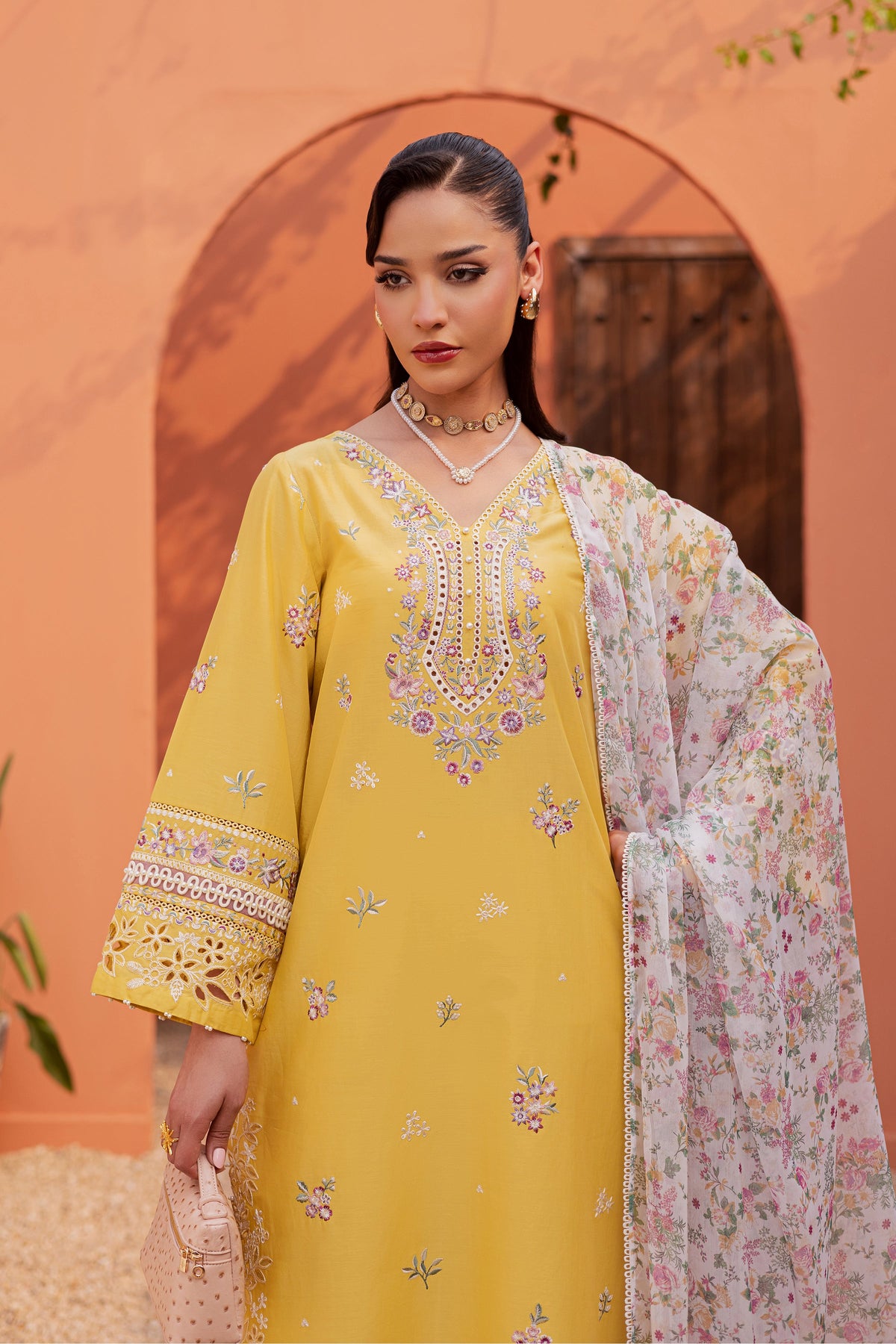 Lime Darla 3Pc - Festive Embroidered Lawn