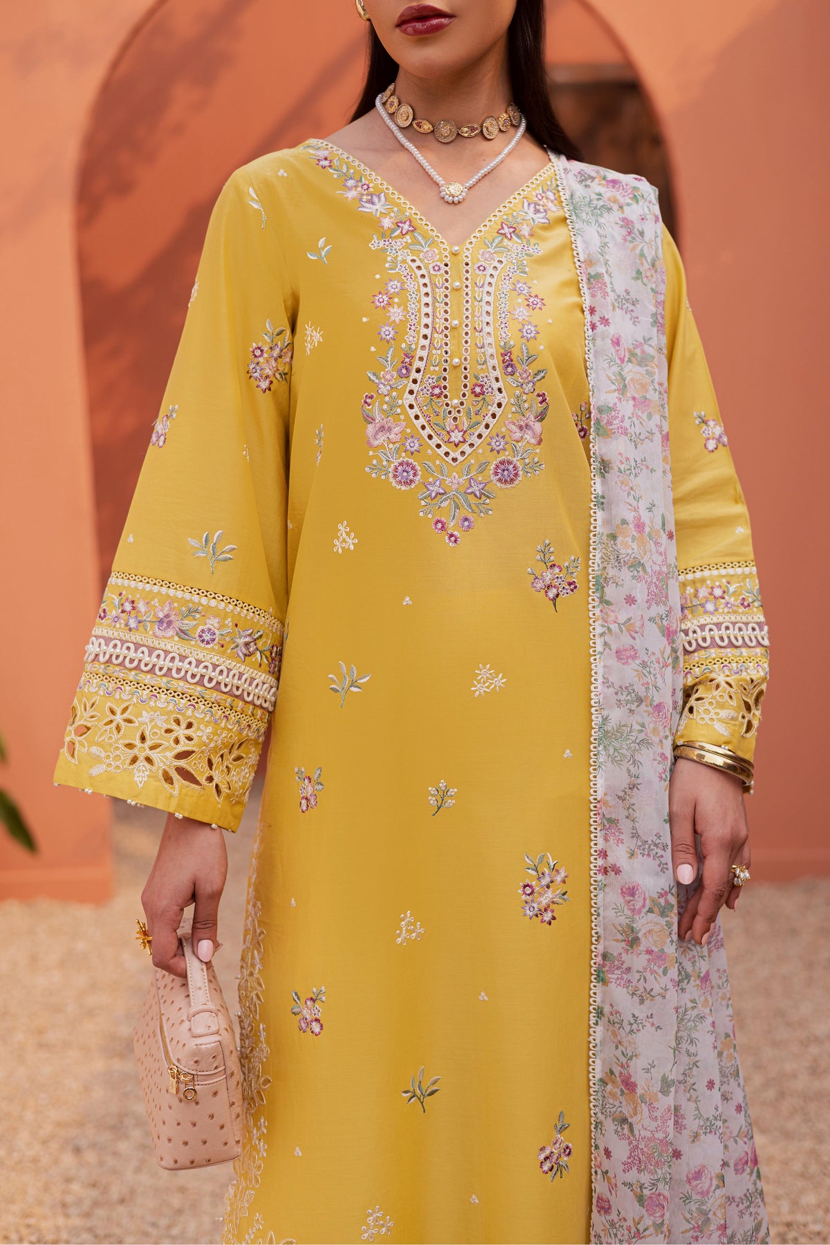 Lime Darla 3Pc - Festive Embroidered Lawn