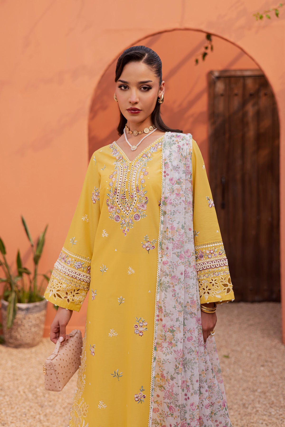 Lime Darla 3Pc - Festive Embroidered Lawn