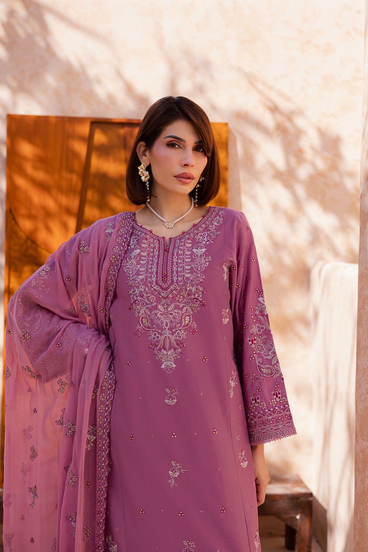 Lina 3Pc - Festive Embroidered Lawn