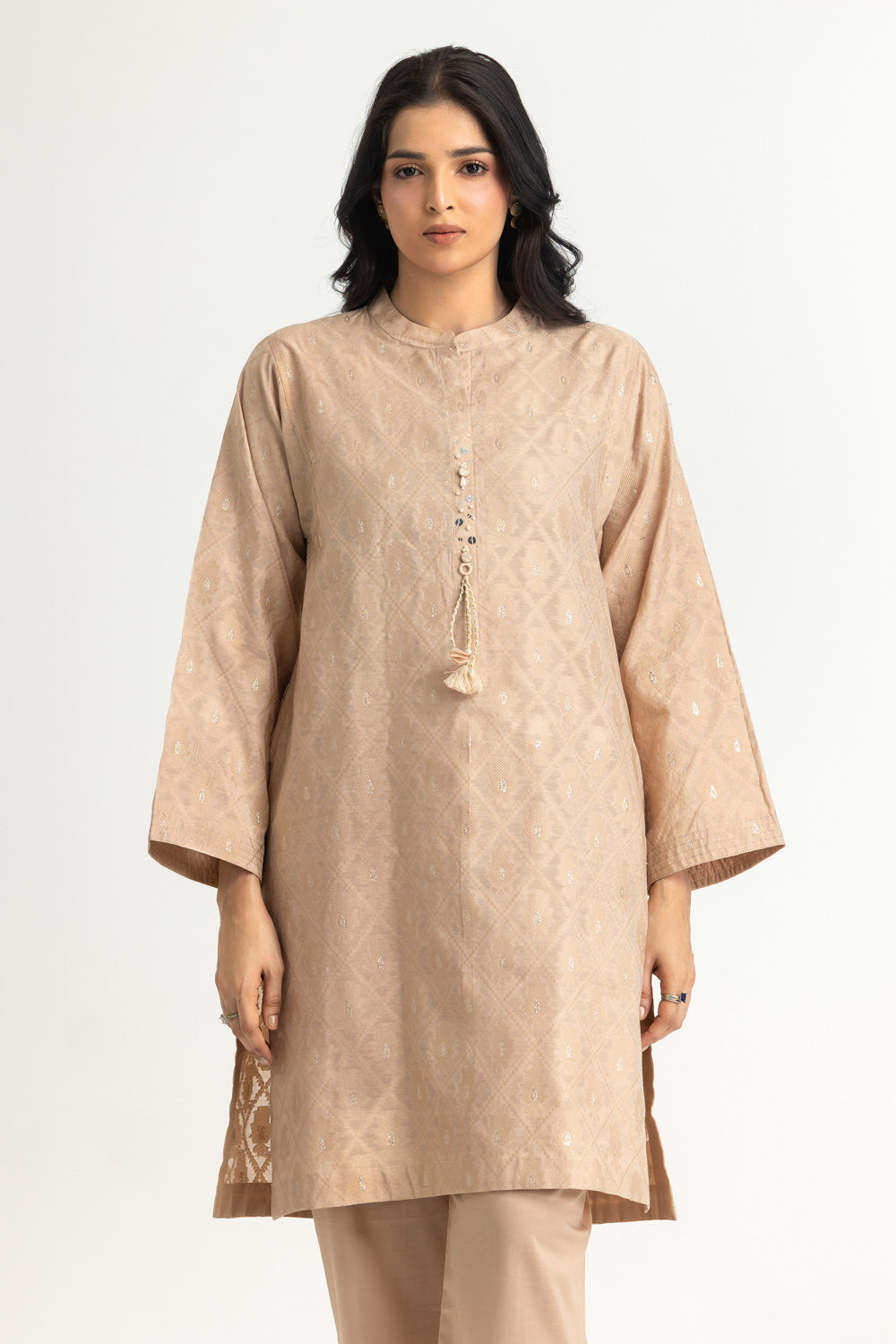 Lurex Jacquard Shirt And Dyed Trouser