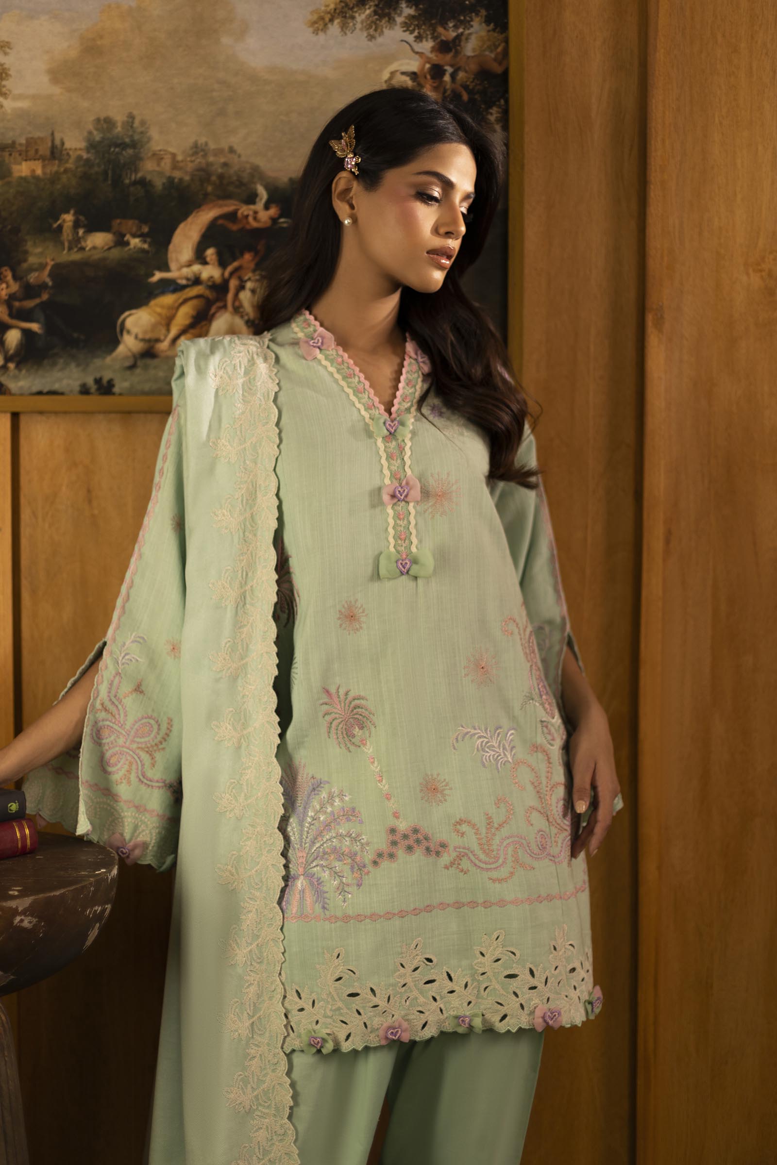 Unstitched Slub Muzlin 3 Piece Suit