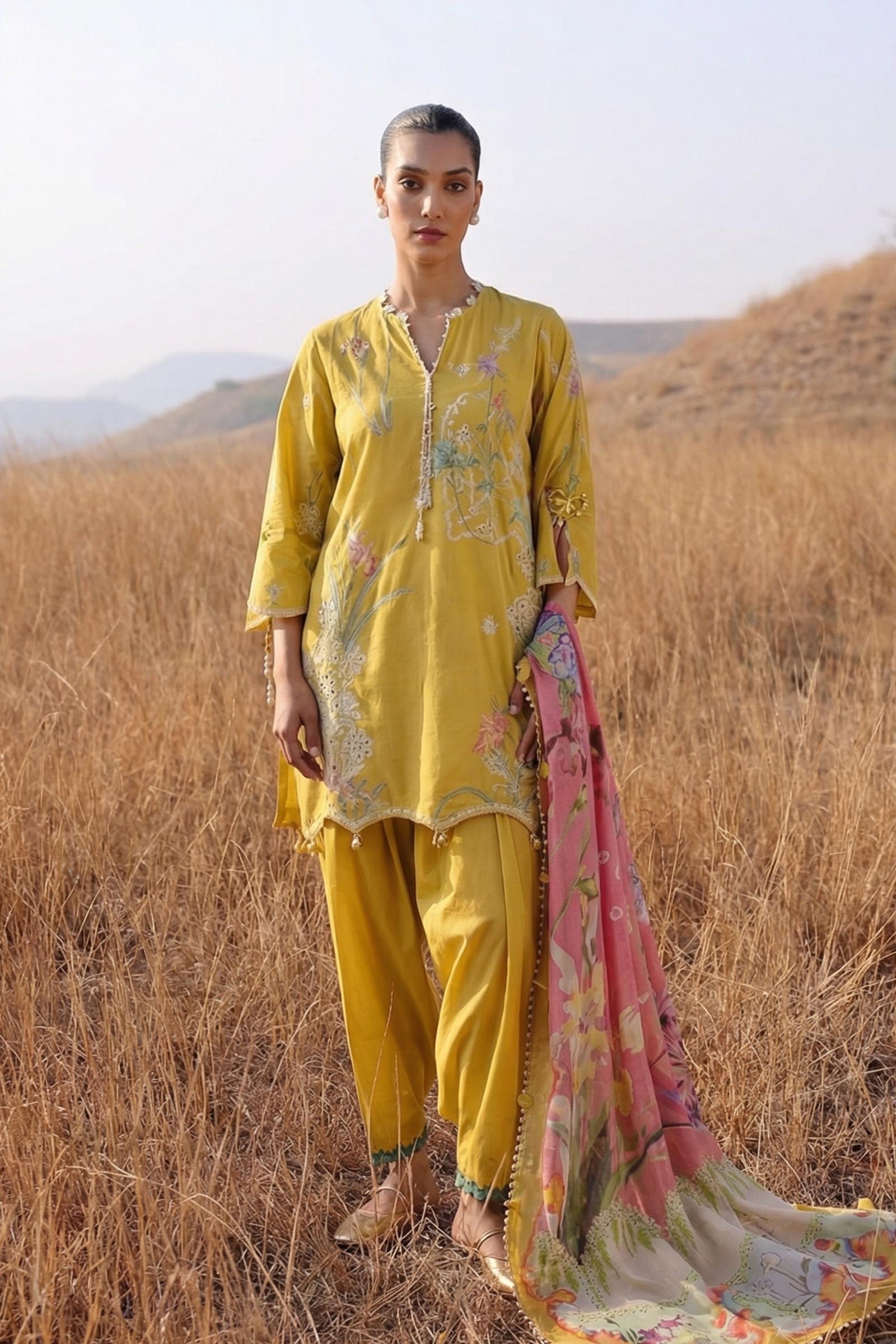 Unstitched Muzlin Lawn 3 Piece Suit