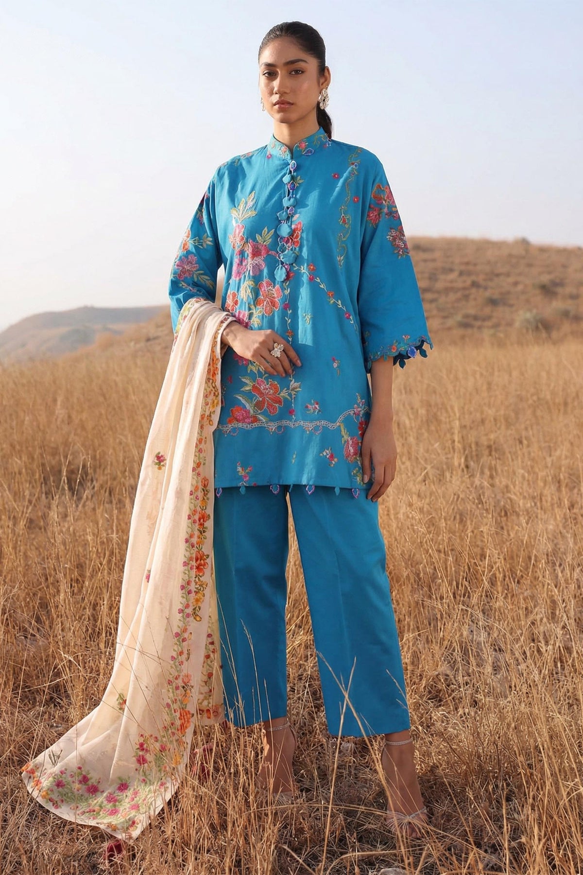 Unstitched Muzlin Lawn 3 Piece Suit