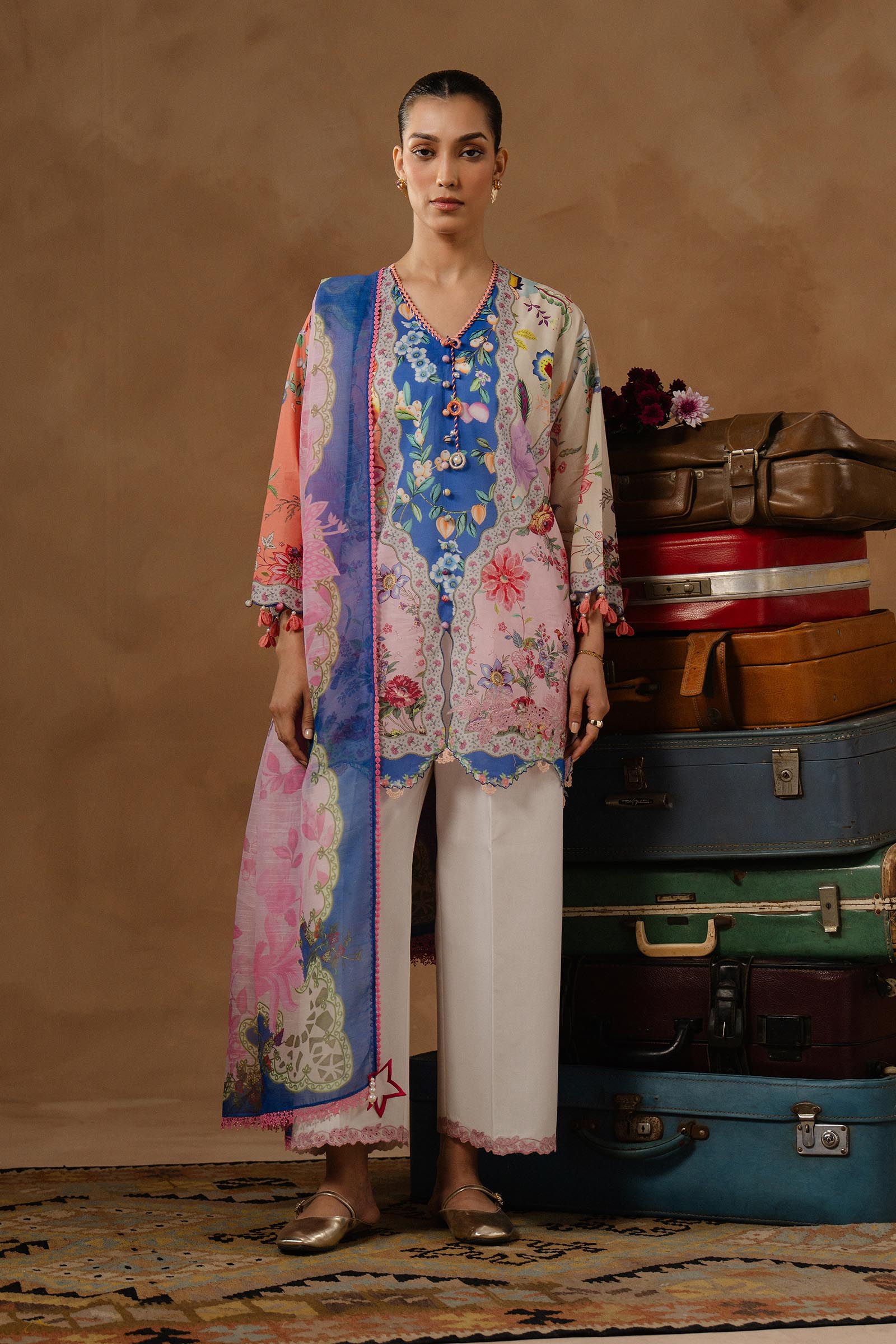 Unstitched Muzlin Lawn 3 Piece Suit