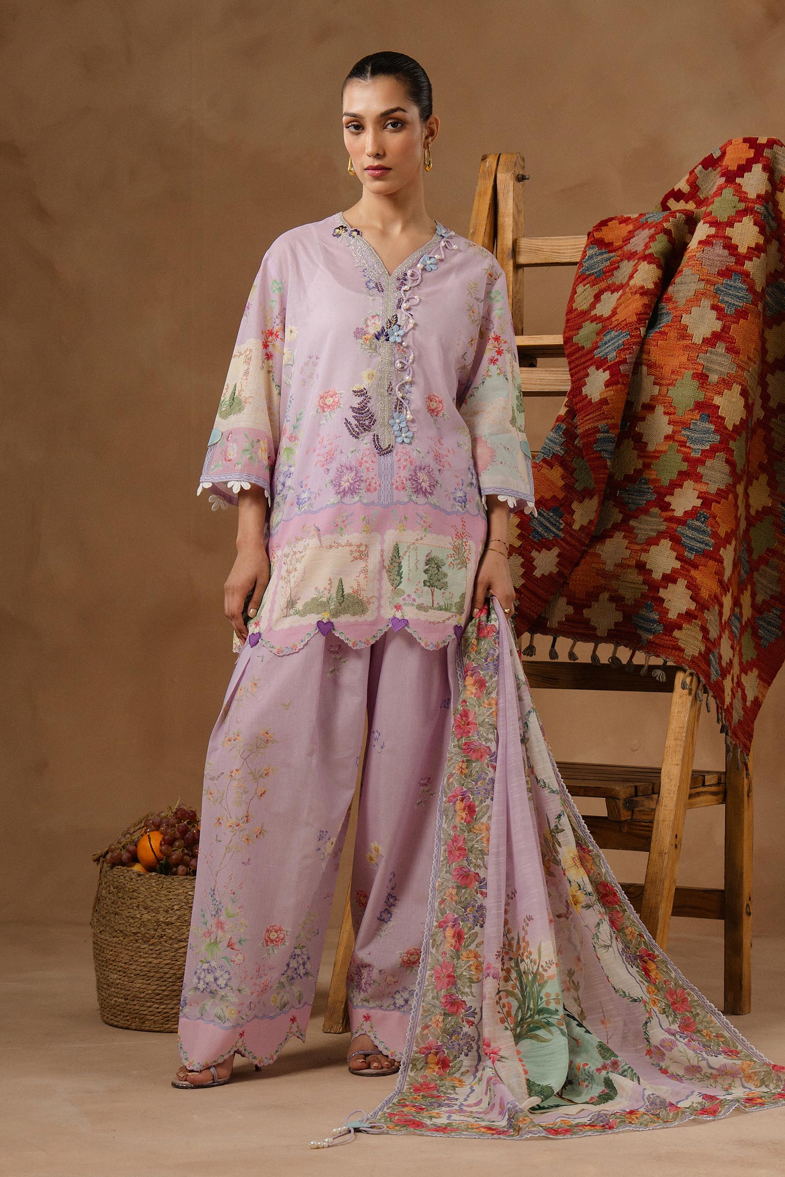 Unstitched Muzlin Lawn 3 Piece Suit