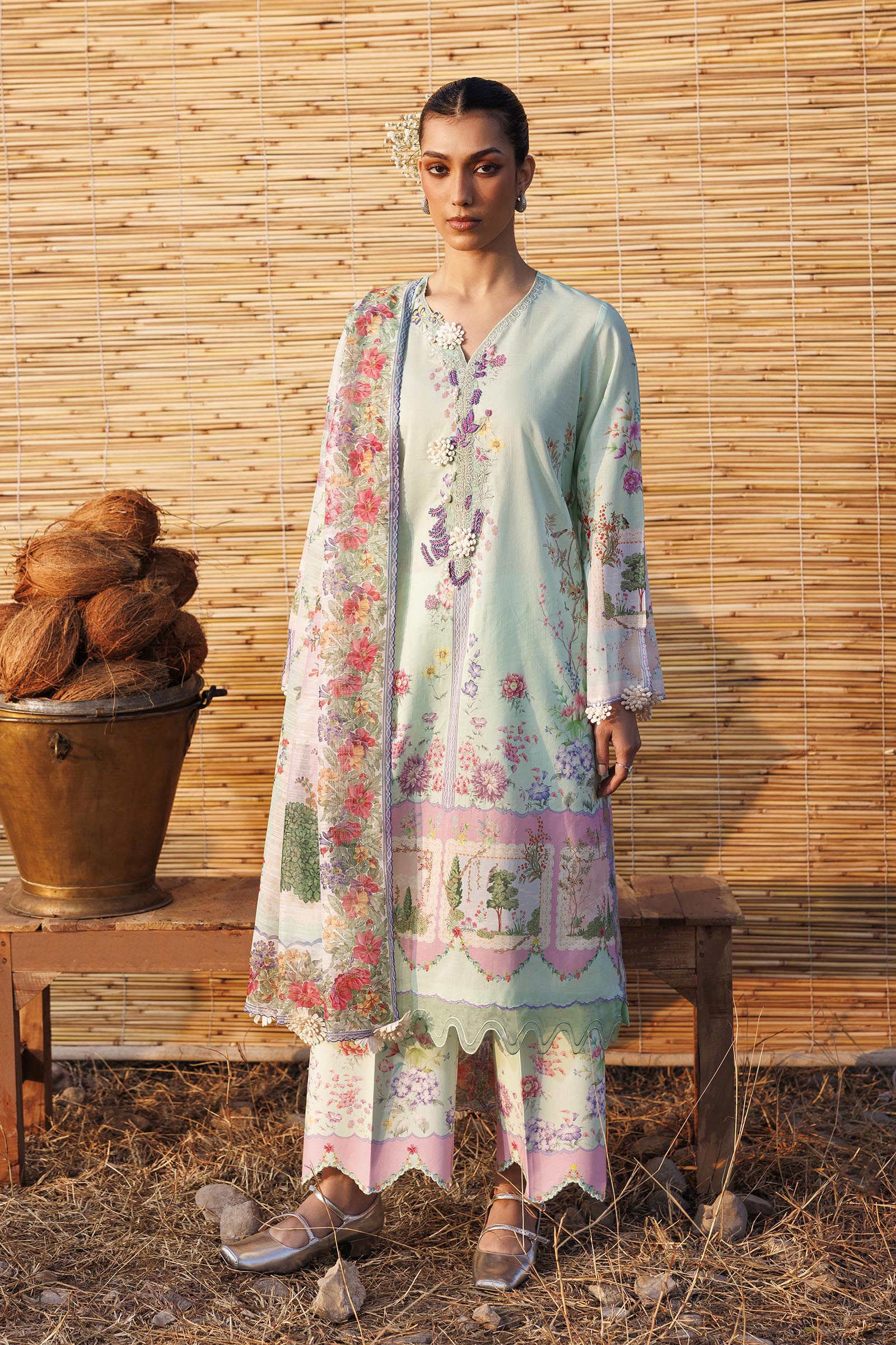 Unstitched Muzlin Lawn 3 Piece Suit
