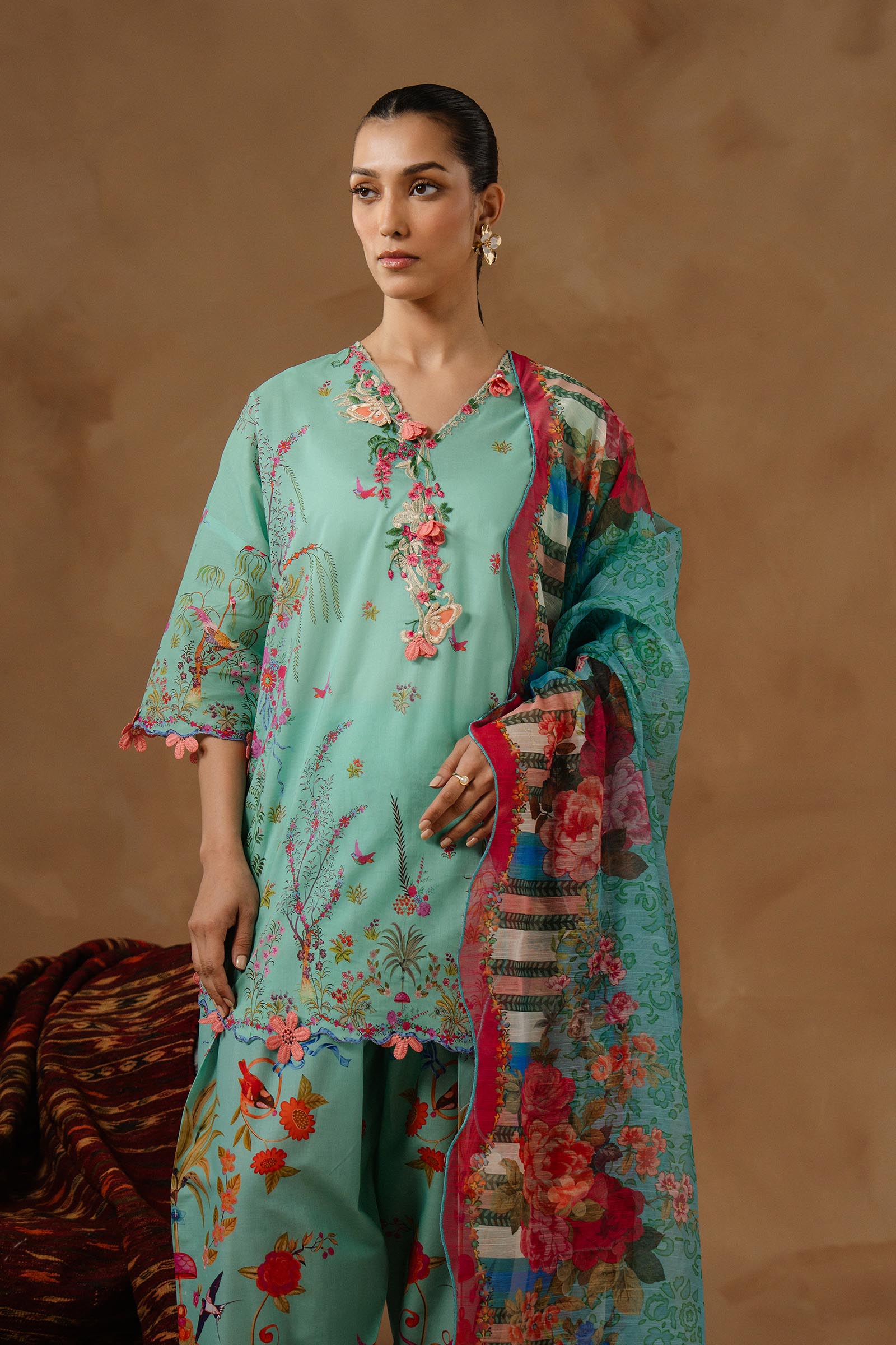 Unstitched Muzlin Lawn 3 Piece Suit