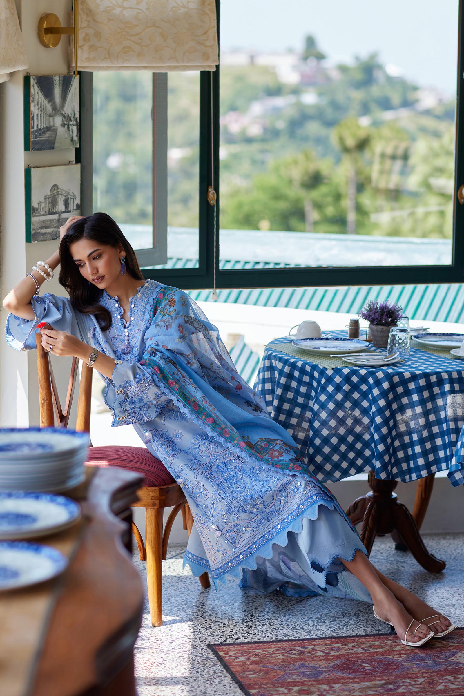 Unstitched Embroidered 3 Piece Muzlin Suit