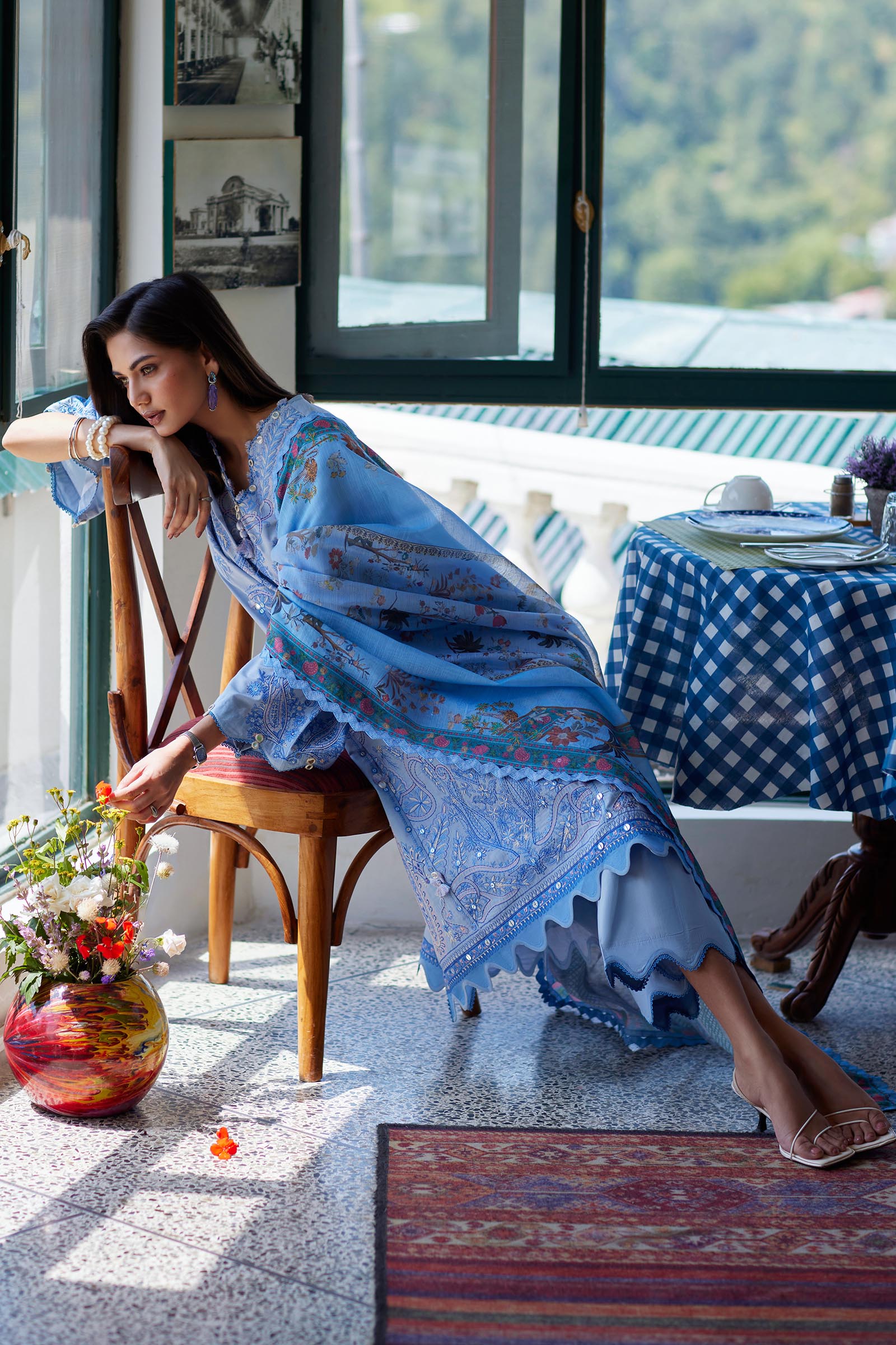 Unstitched Embroidered 3 Piece Muzlin Suit