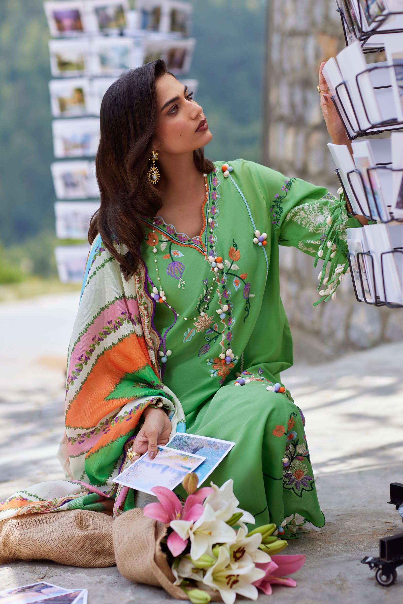 Unstitched Embroidered 3 Piece Muzlin Suit