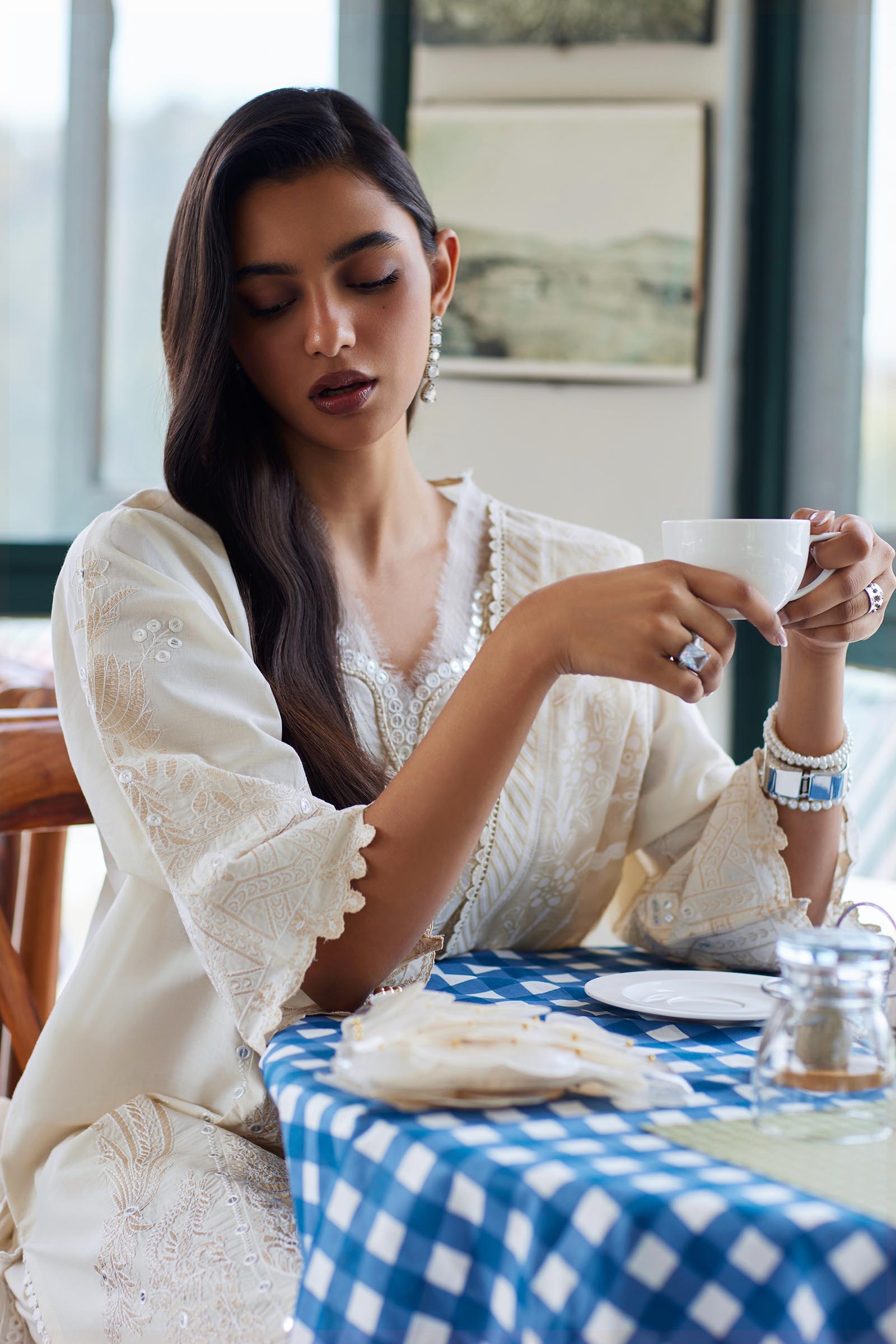 Unstitched Embroidered 3 Piece Muzlin Suit