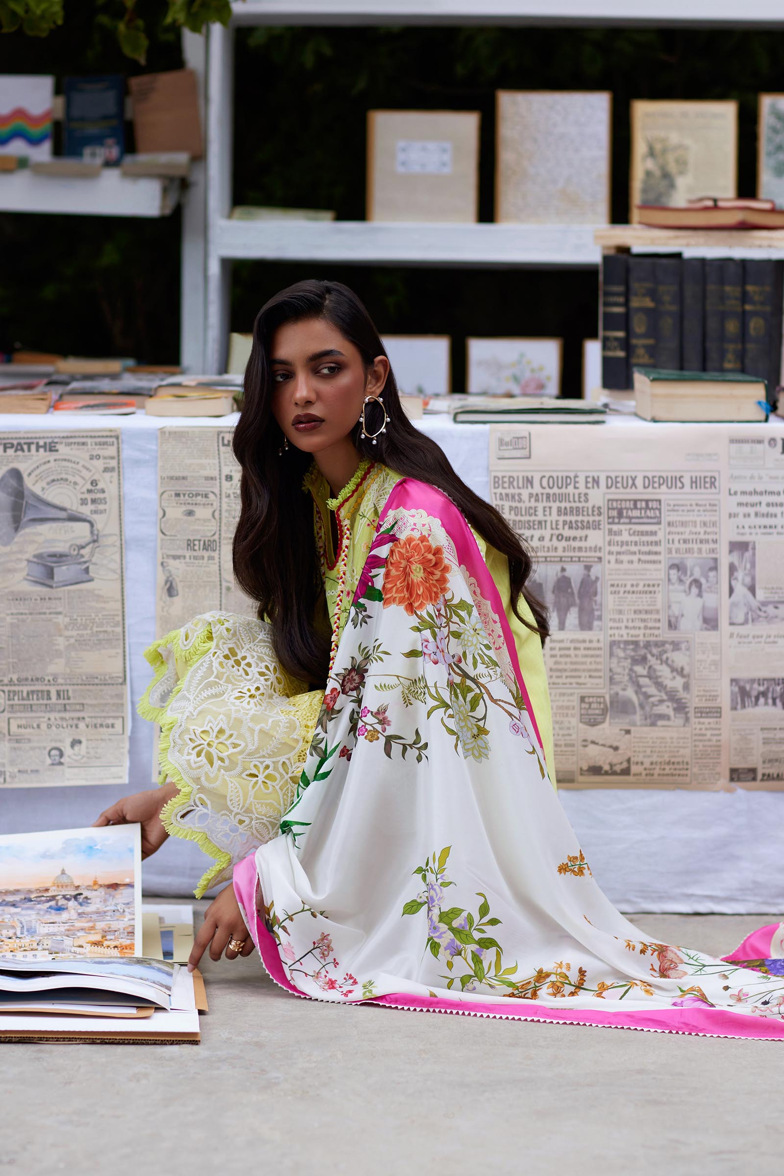 Unstitched Embroidered 3 Piece Muzlin Suit