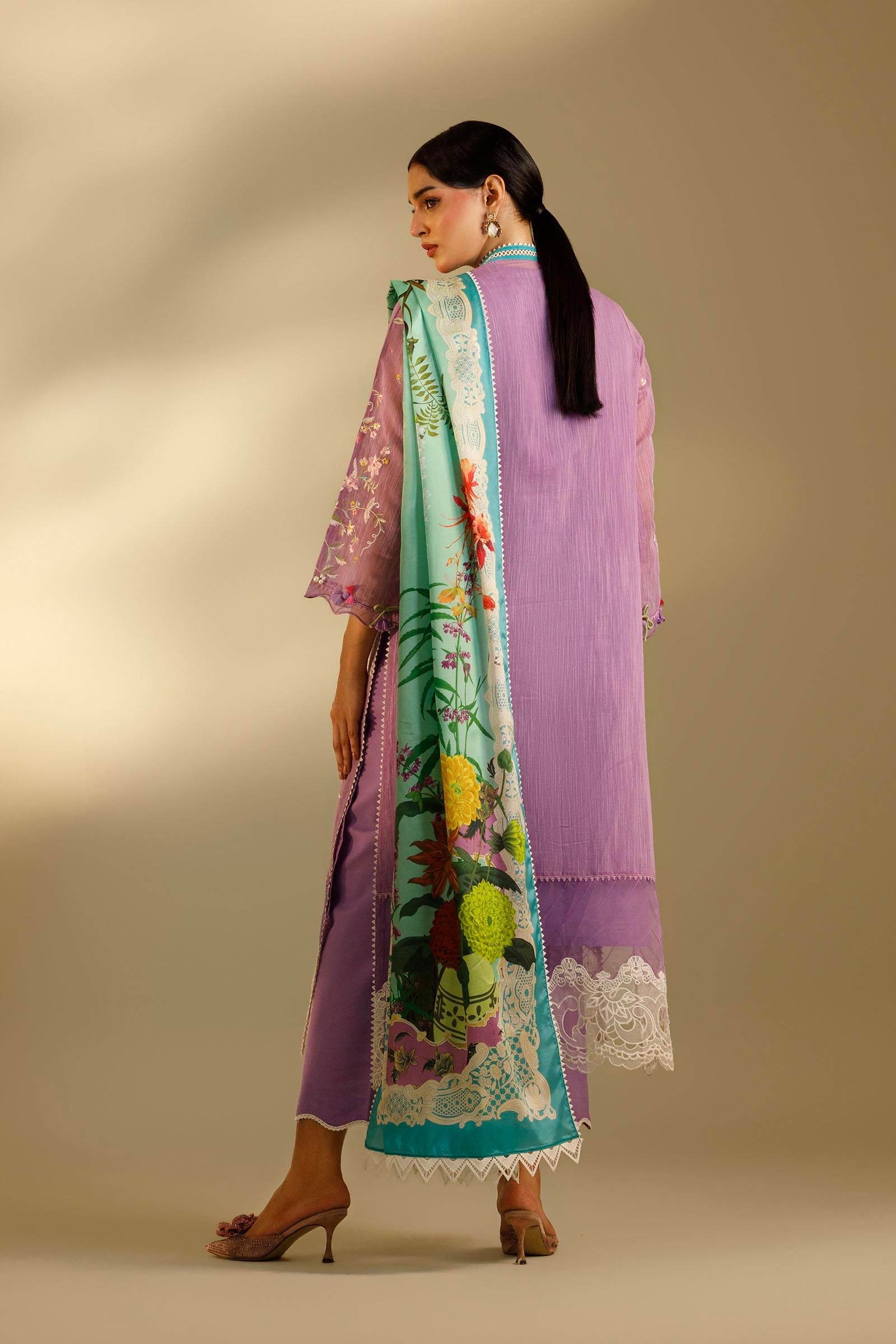 Unstitched Embroidered 3 Piece Muzlin Suit