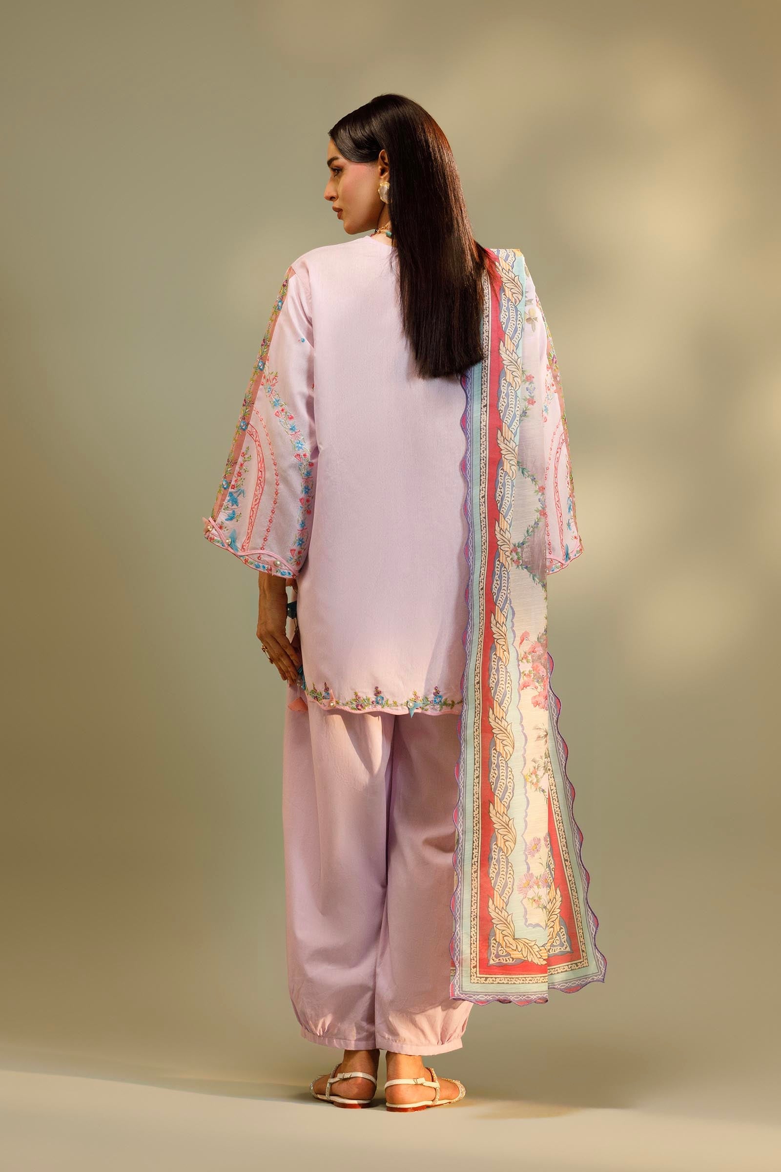 Unstitched Embroidered 3 Piece Muzlin Suit