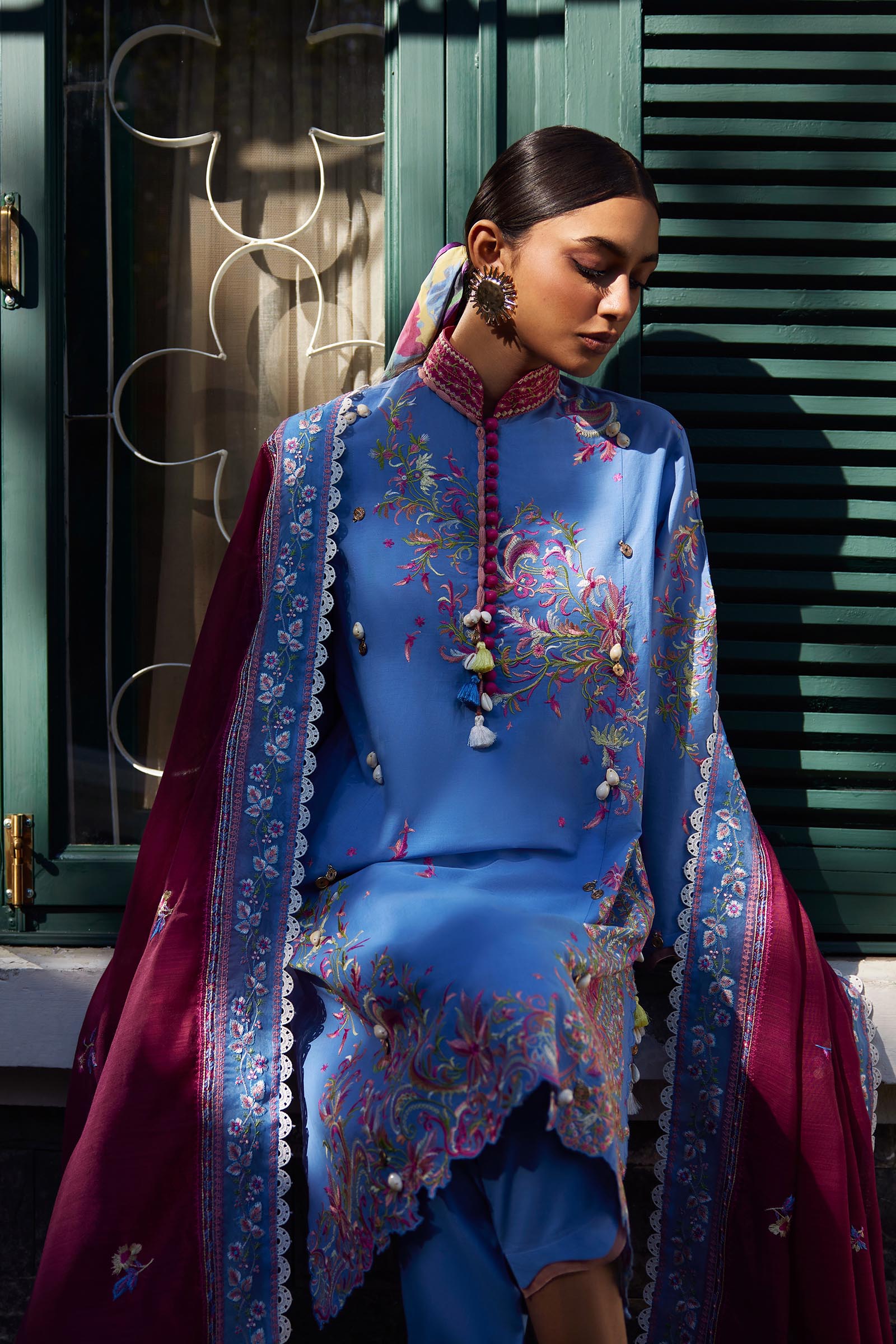 Unstitched Embroidered 3 Piece Muzlin Suit