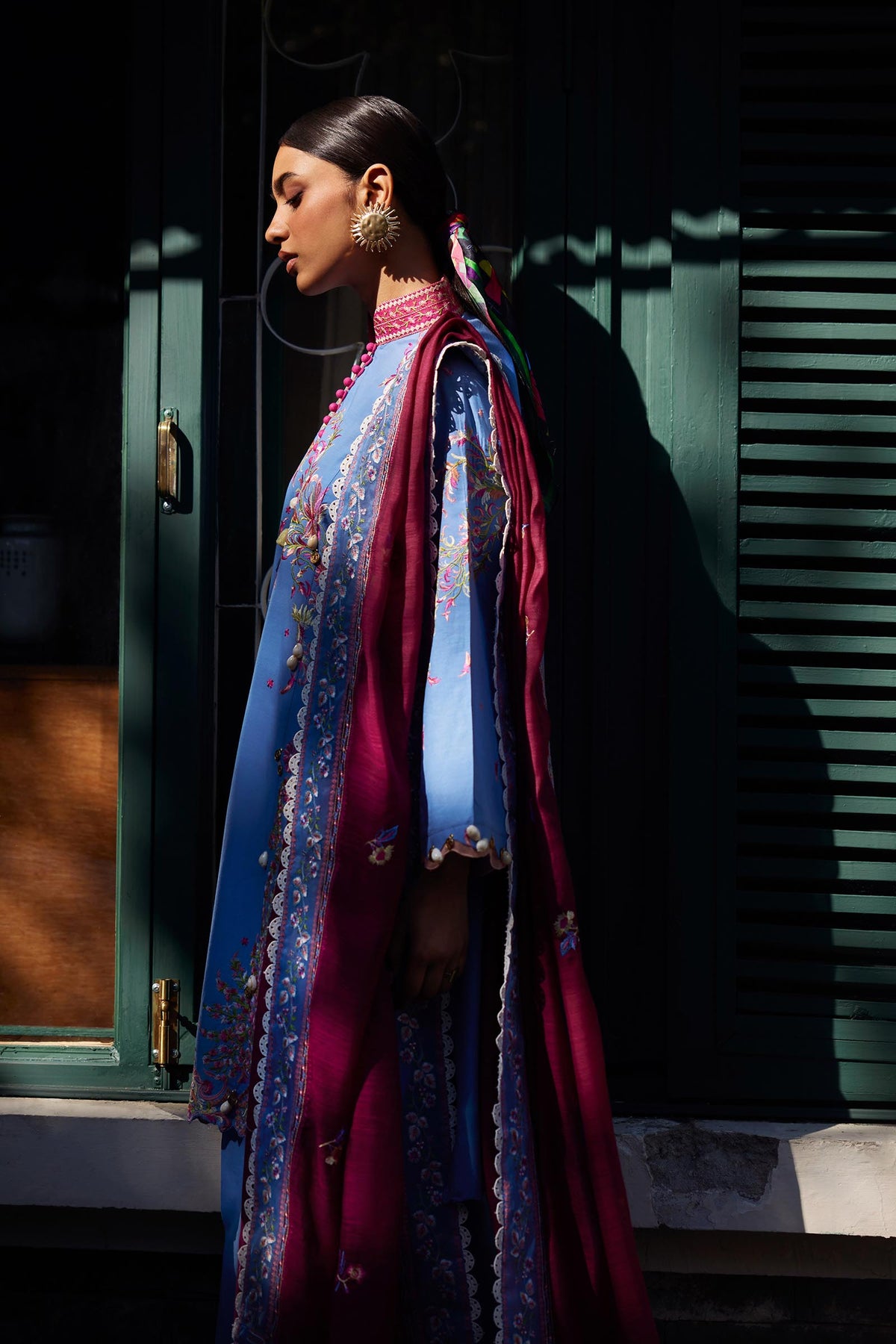 Unstitched Embroidered 3 Piece Muzlin Suit