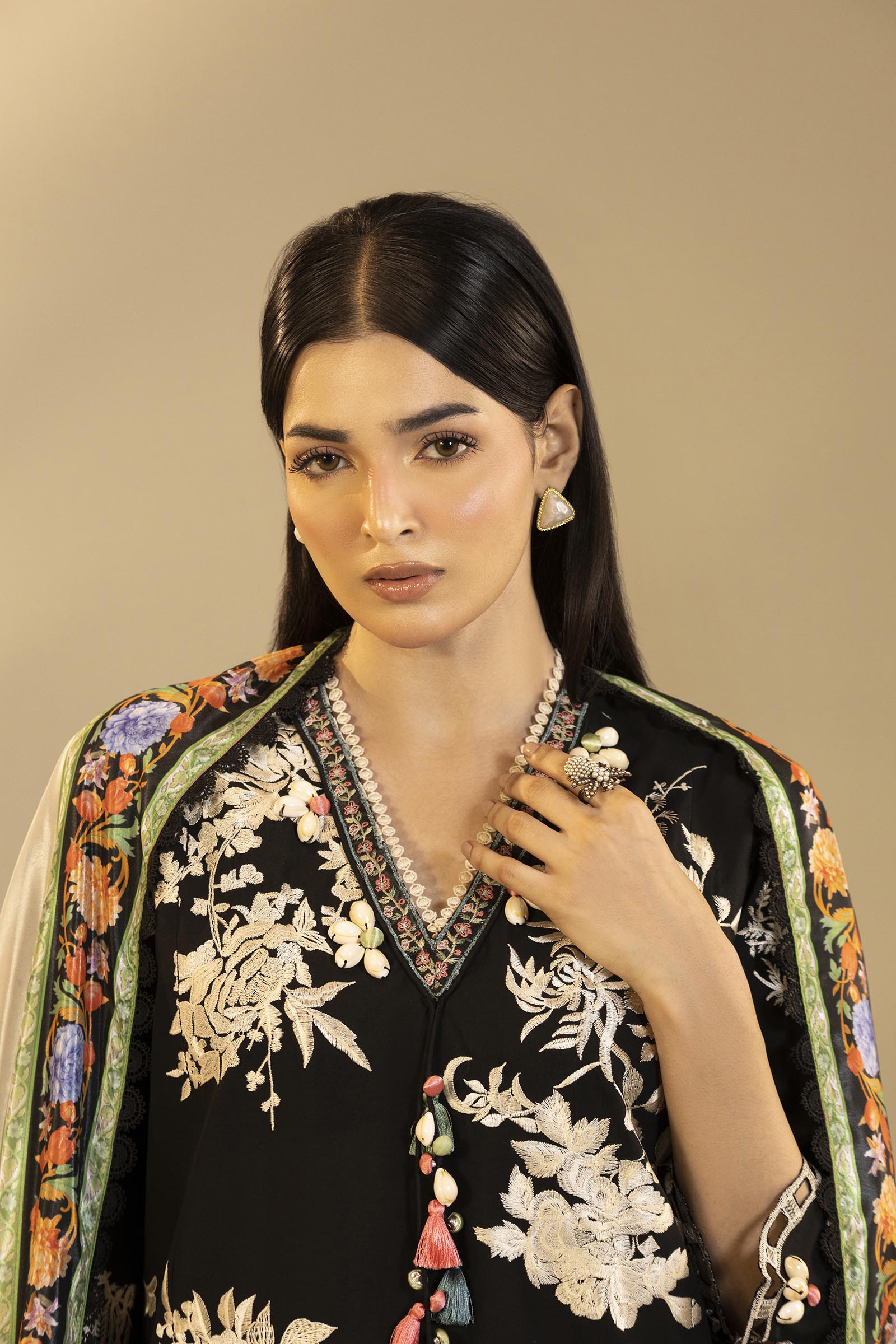 Unstitched Embroidered 3 Piece Muzlin Suit
