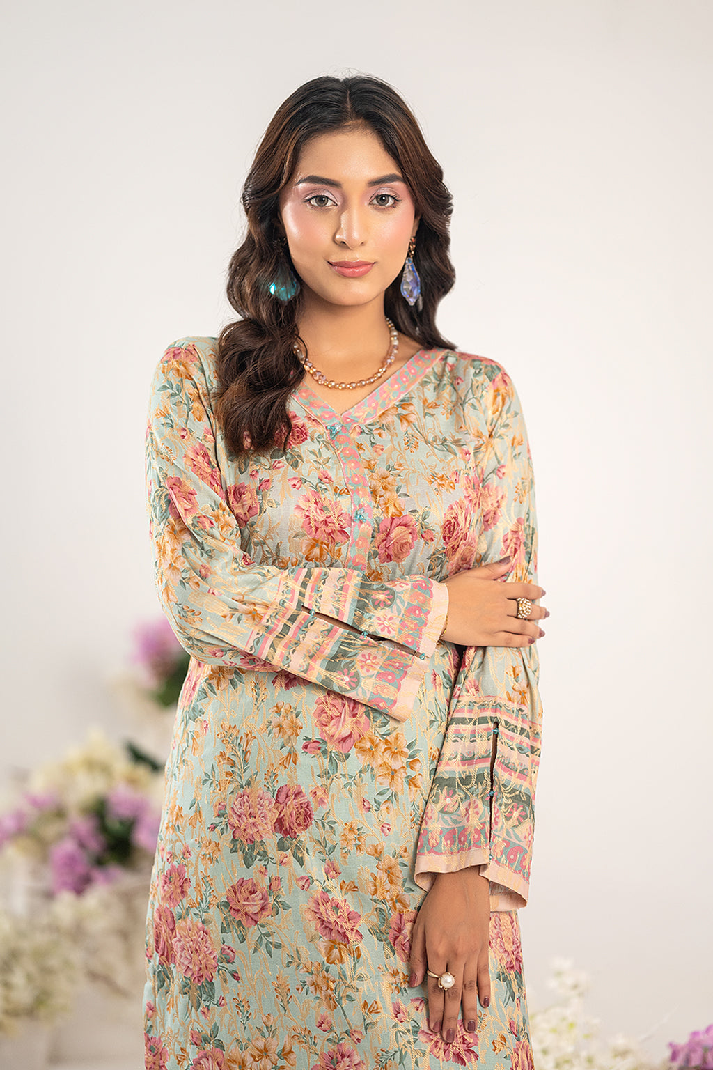Sea Foam Jacquard Printed Set | 2PC