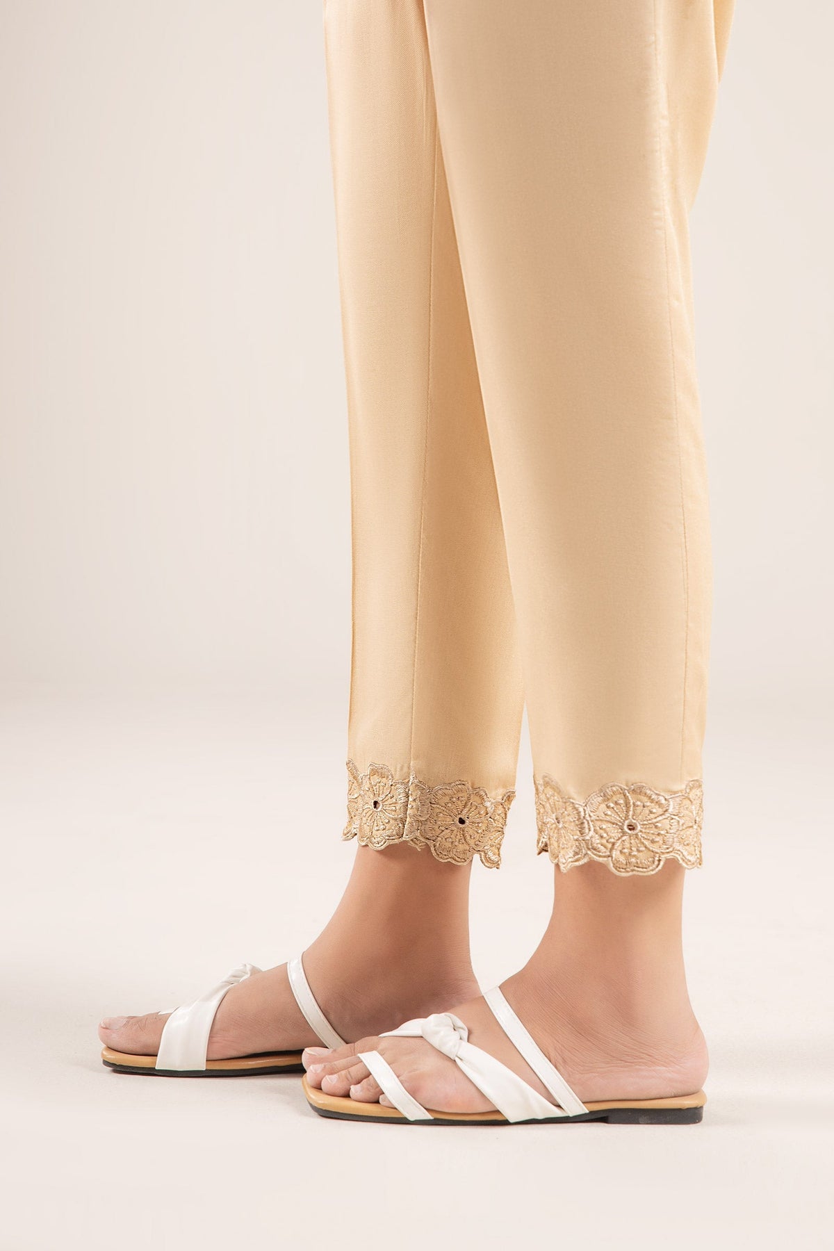 Embroidered Cotton Viscose Trouser