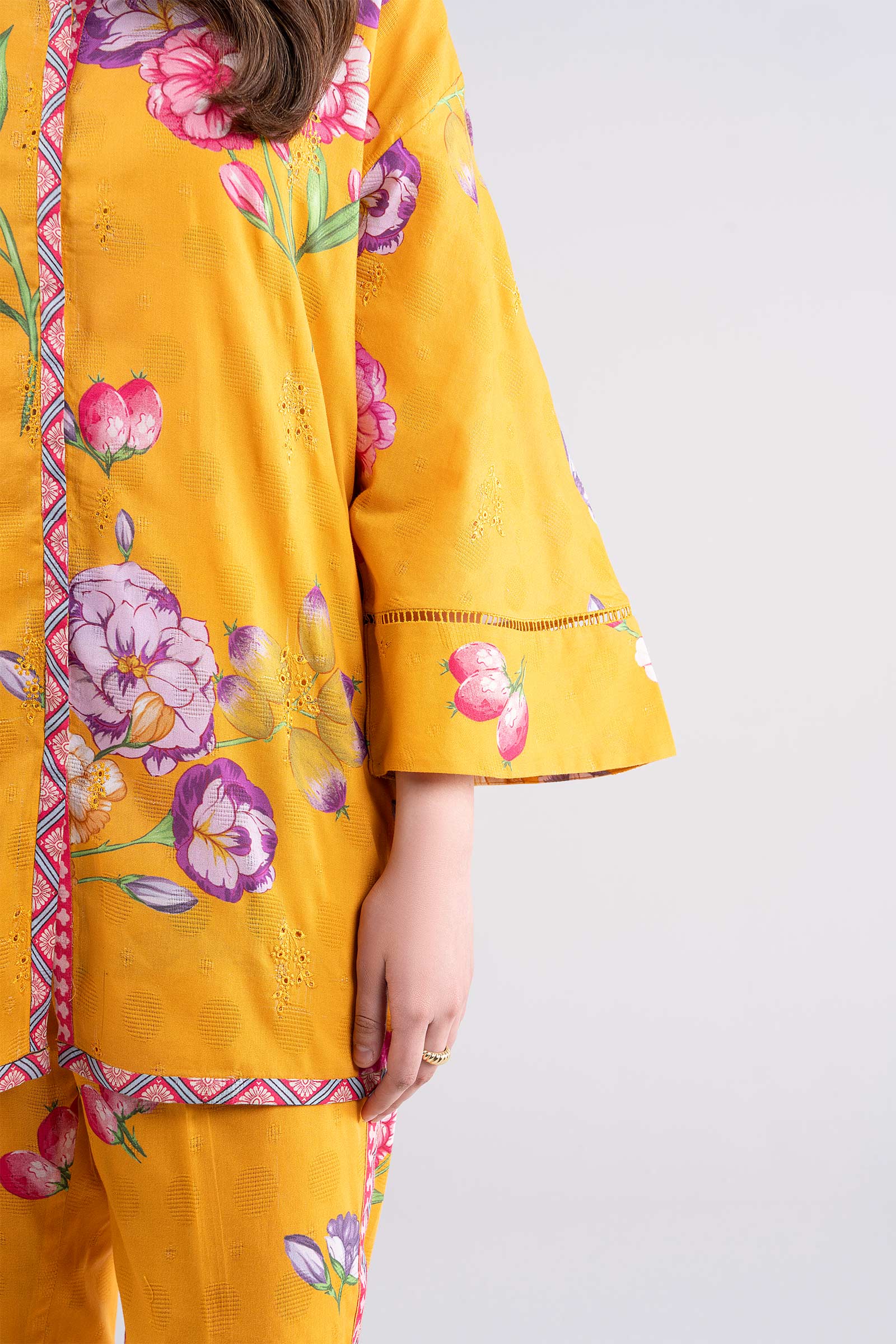 2 Pc Printed Textured Cotton Suit