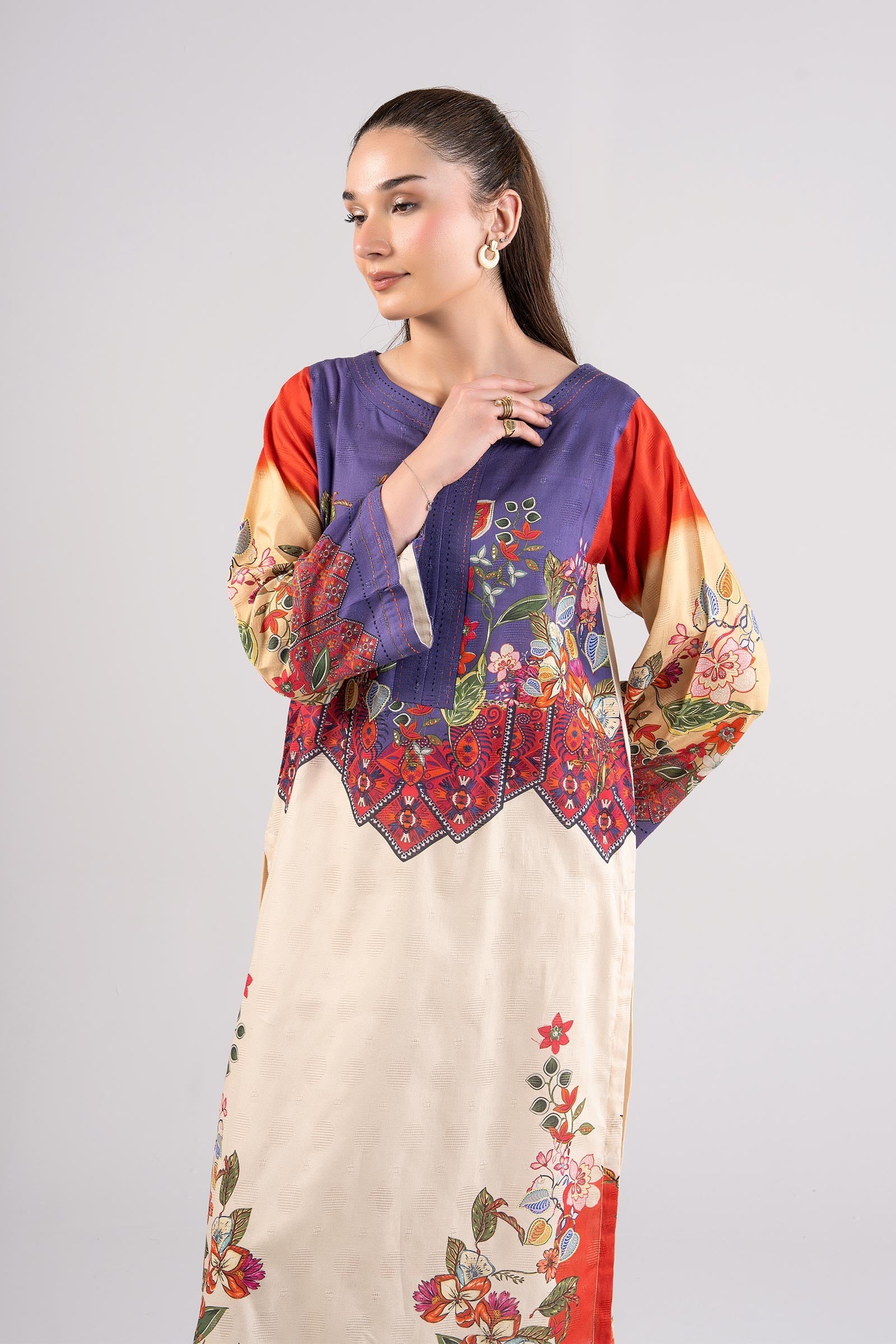 Printed Textured Cotton Shirt