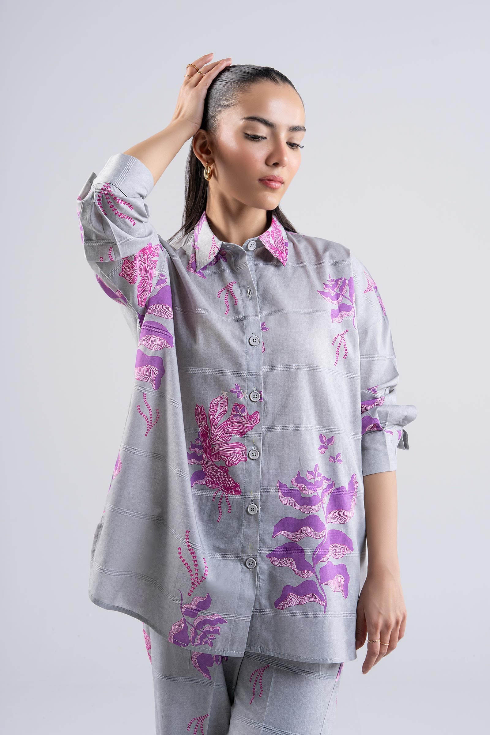 2 Pc Printed Textured Cotton Suit