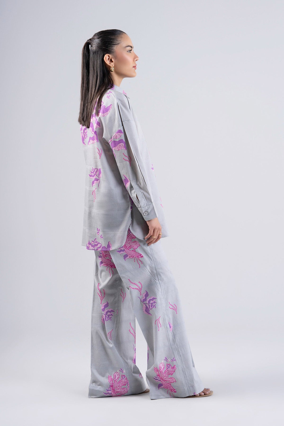 2 Pc Printed Textured Cotton Suit