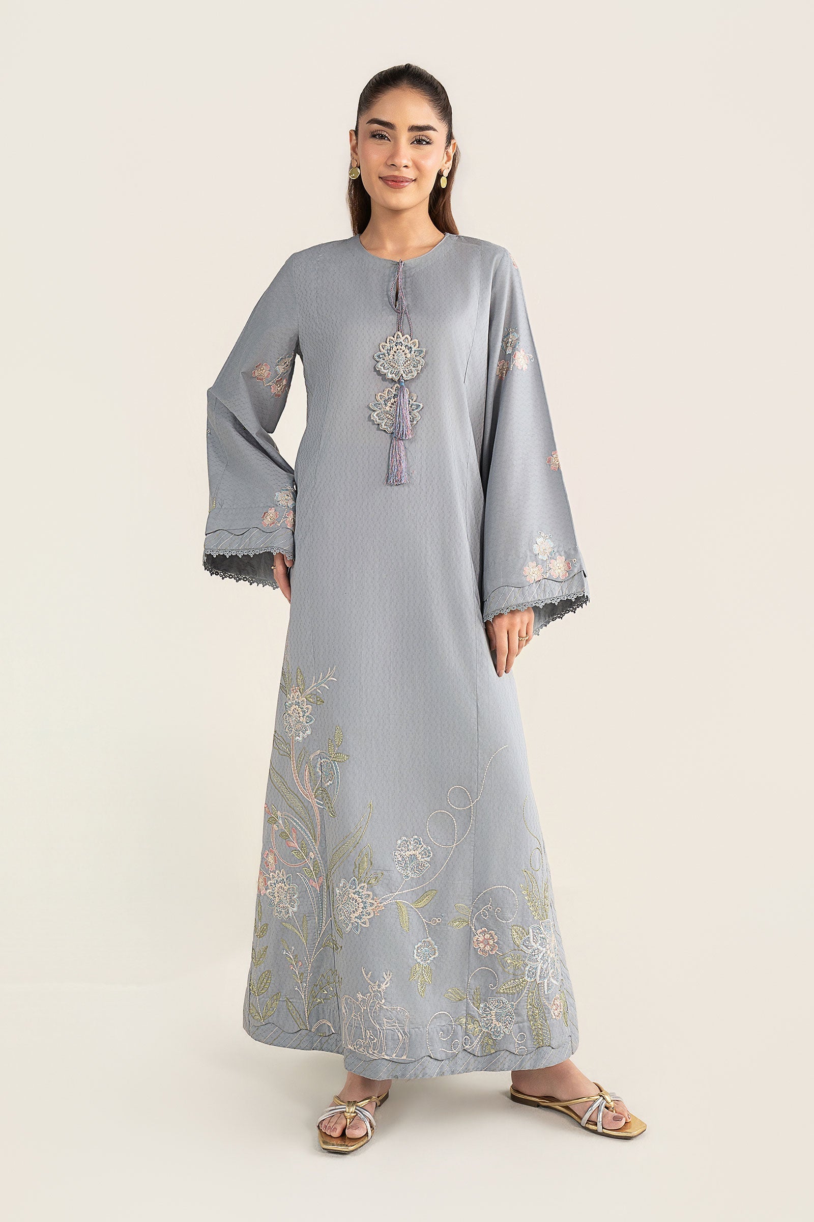 2 Pc Embroidered Dobby Cotton Suit