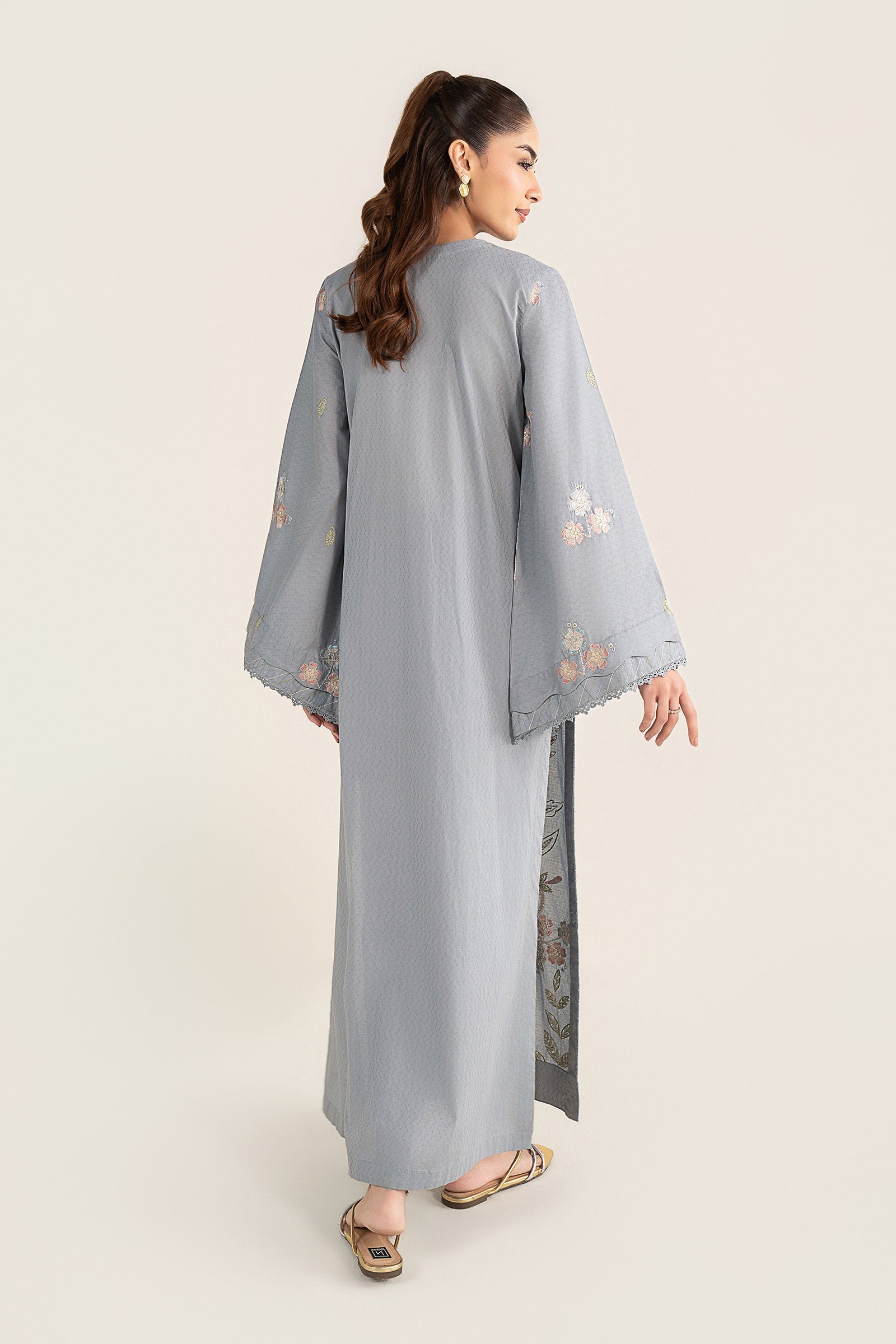 2 Pc Embroidered Dobby Cotton Suit