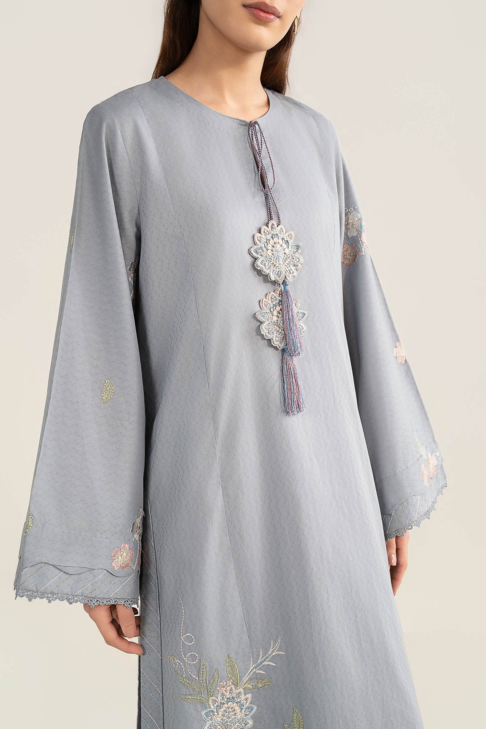 2 Pc Embroidered Dobby Cotton Suit