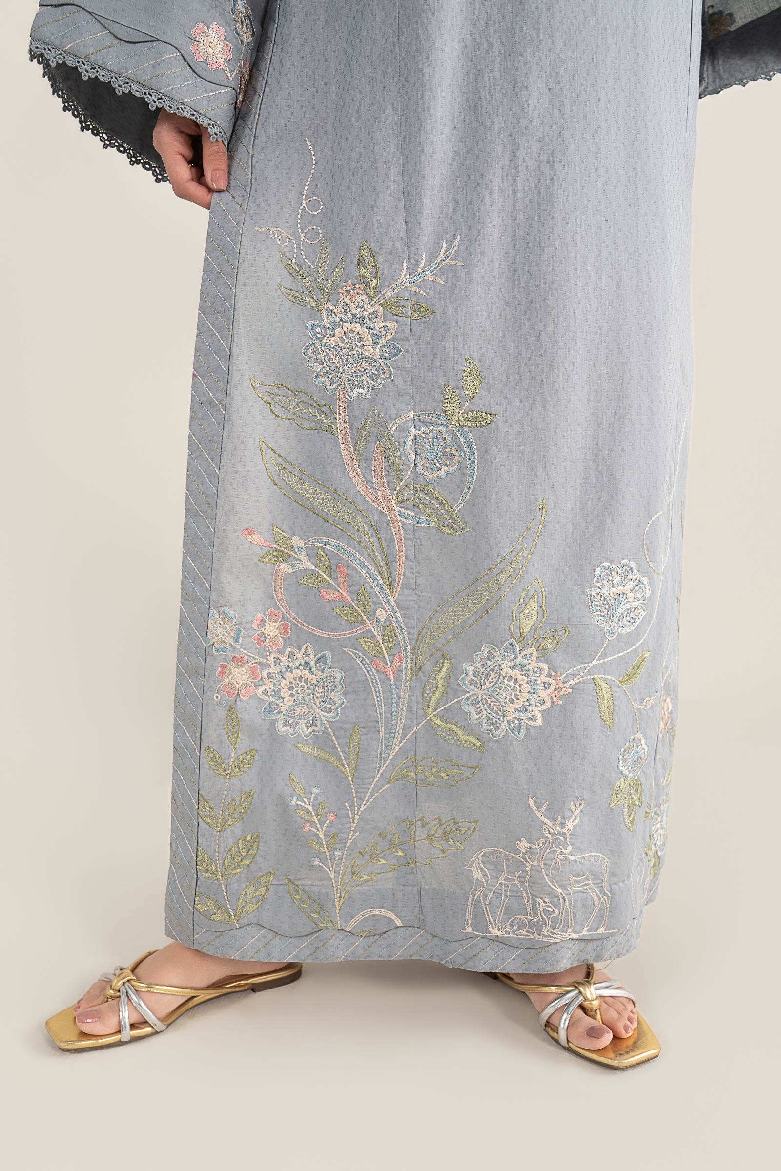 2 Pc Embroidered Dobby Cotton Suit