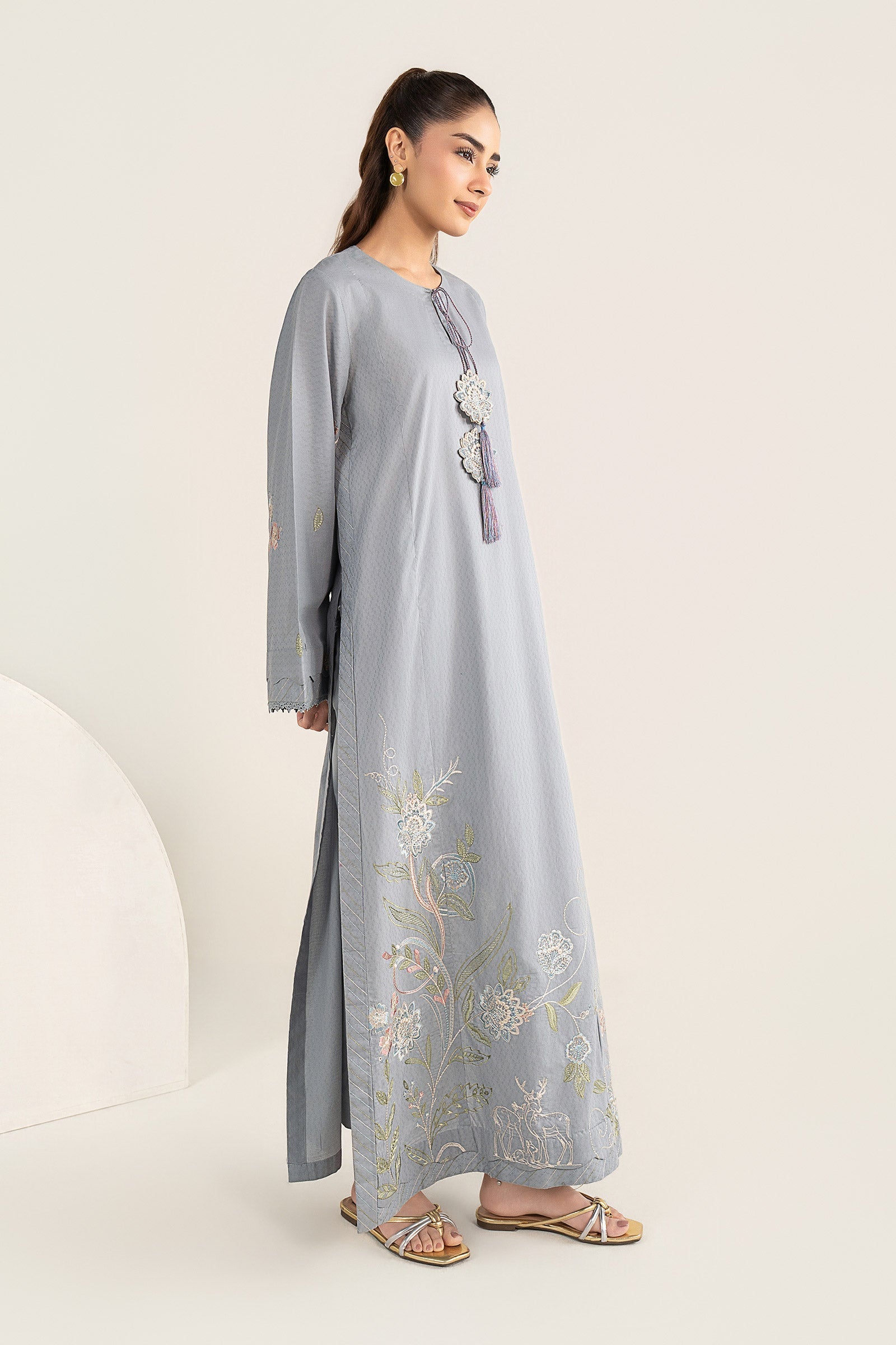2 Pc Embroidered Dobby Cotton Suit
